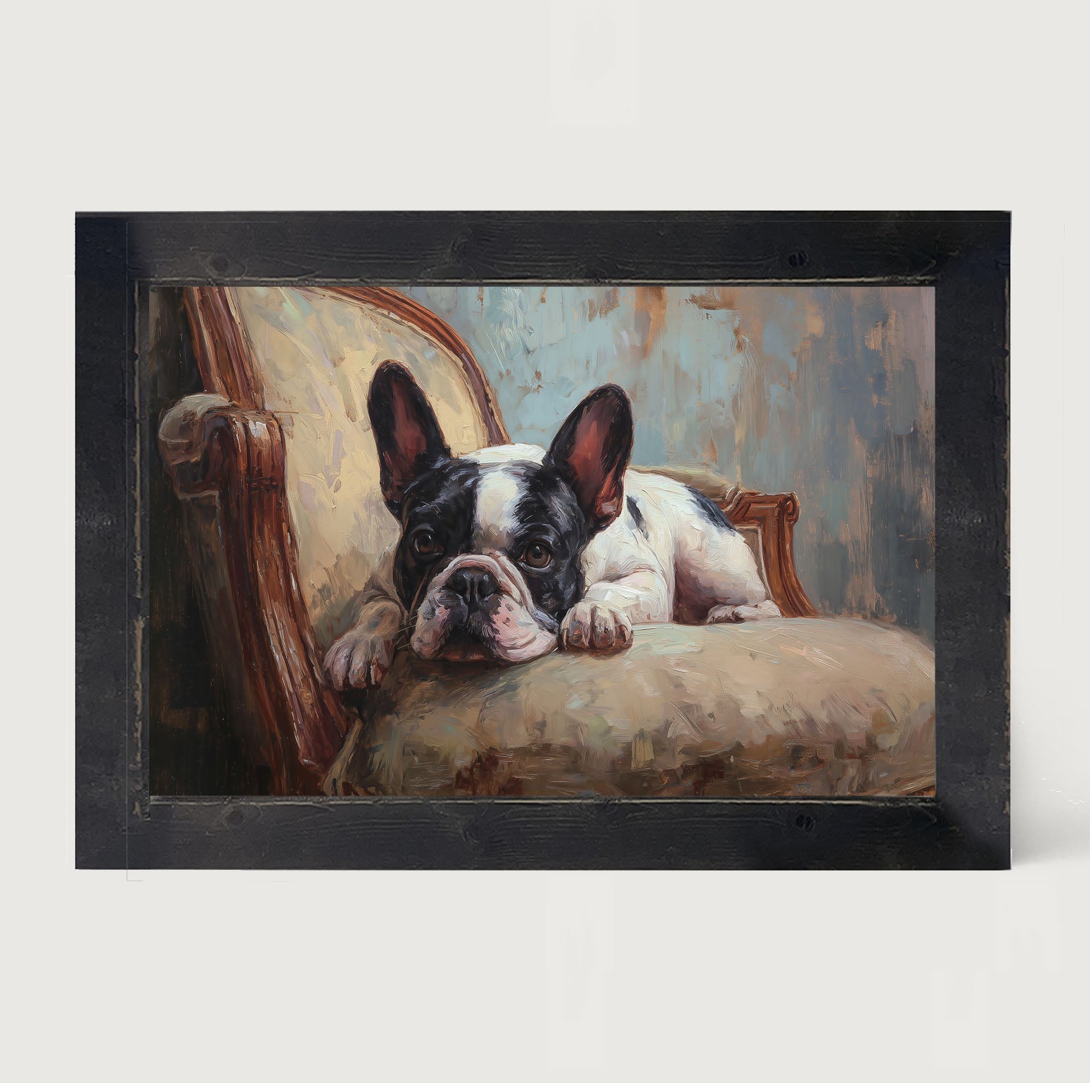 Armchair with Black and White French Bulldog