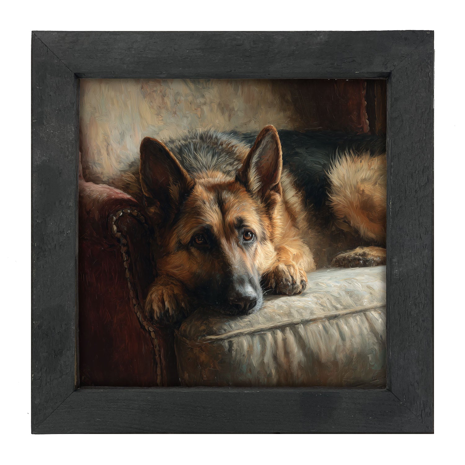 Armchair with German Shepard - Framed Art