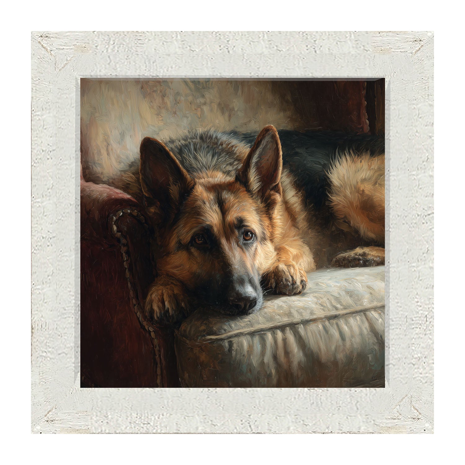 Armchair with German Shepard - Framed Art