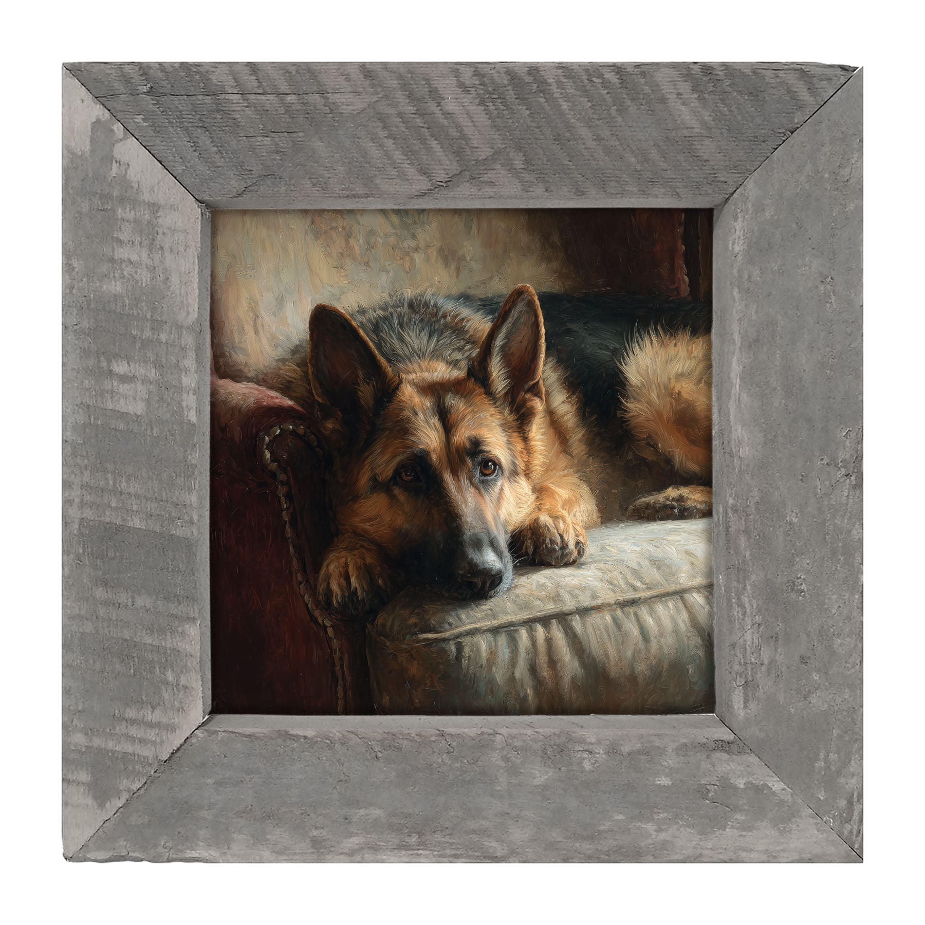 Armchair with German Shepard - Framed Art