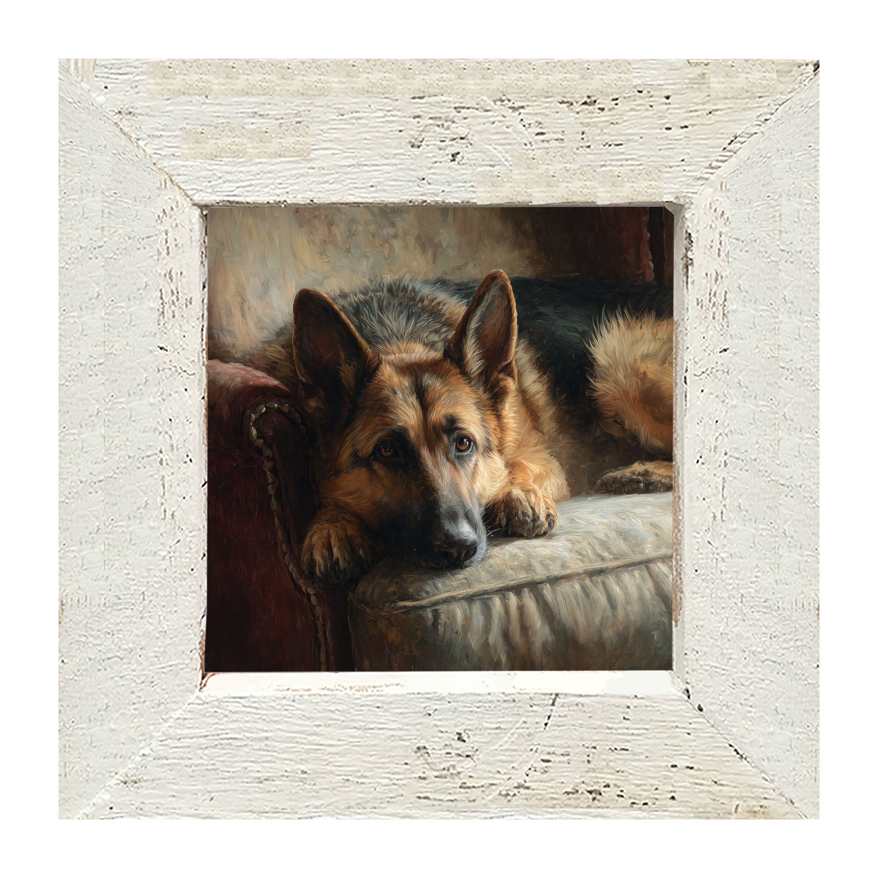 Armchair with German Shepard - Framed Art