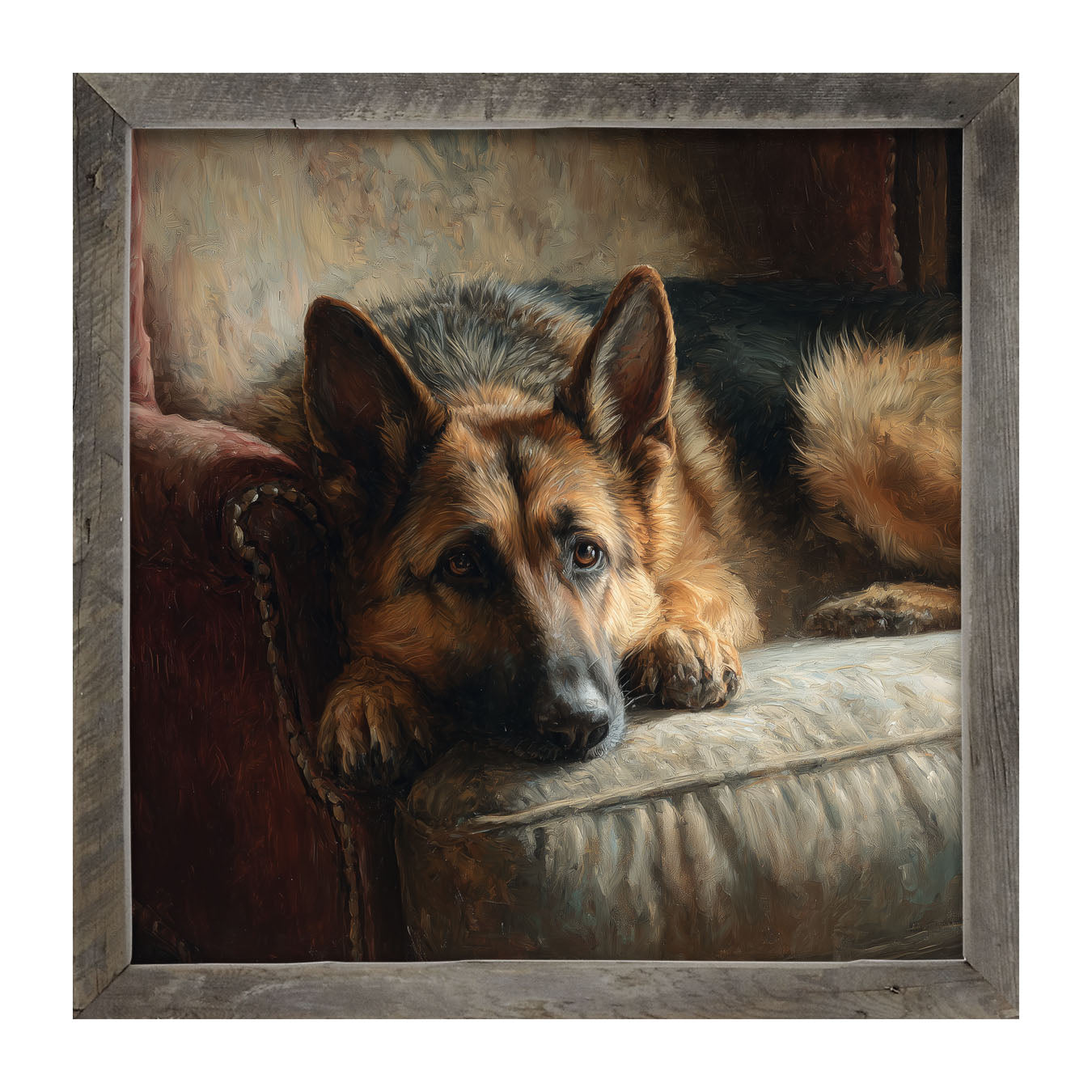 Armchair with German Shepard - Framed Art