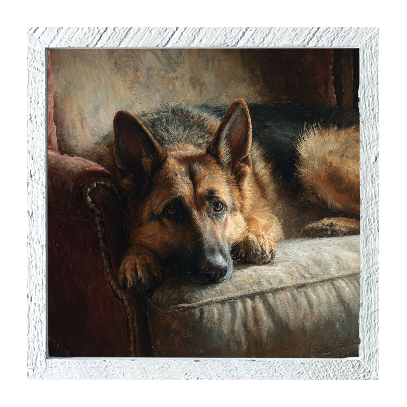 Armchair with German Shepard - Framed Art