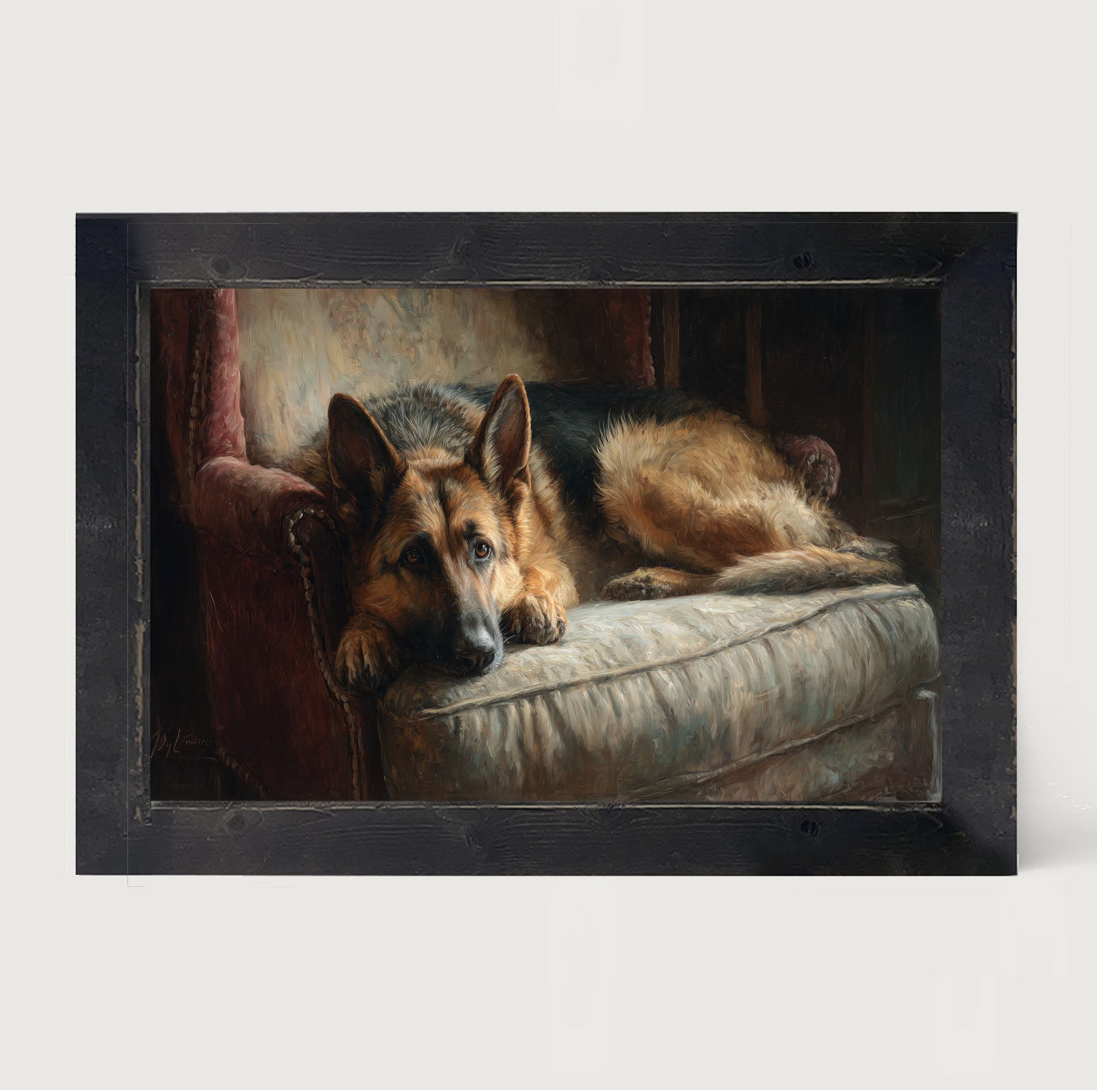 Armchair with German Shepard
