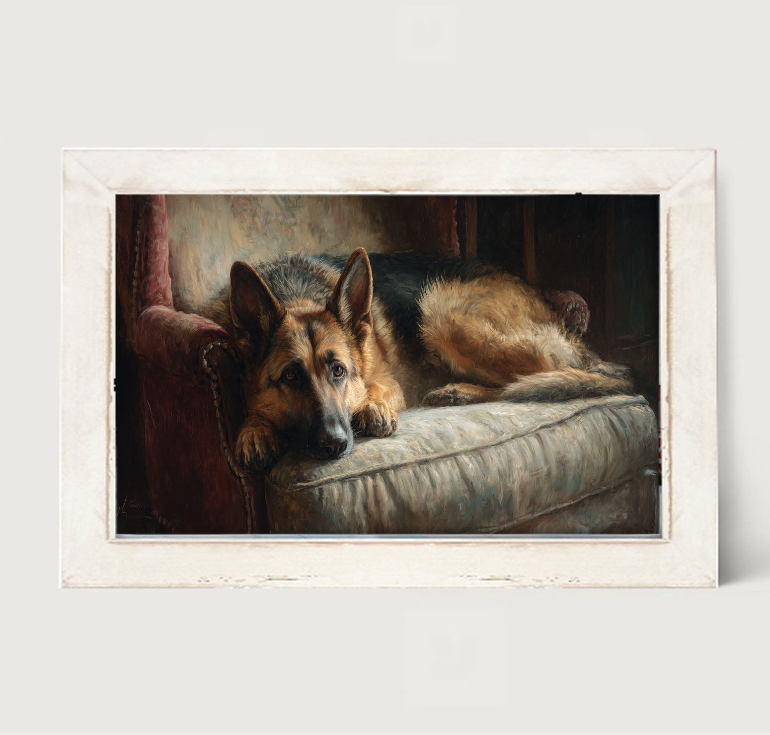 Armchair with German Shepard