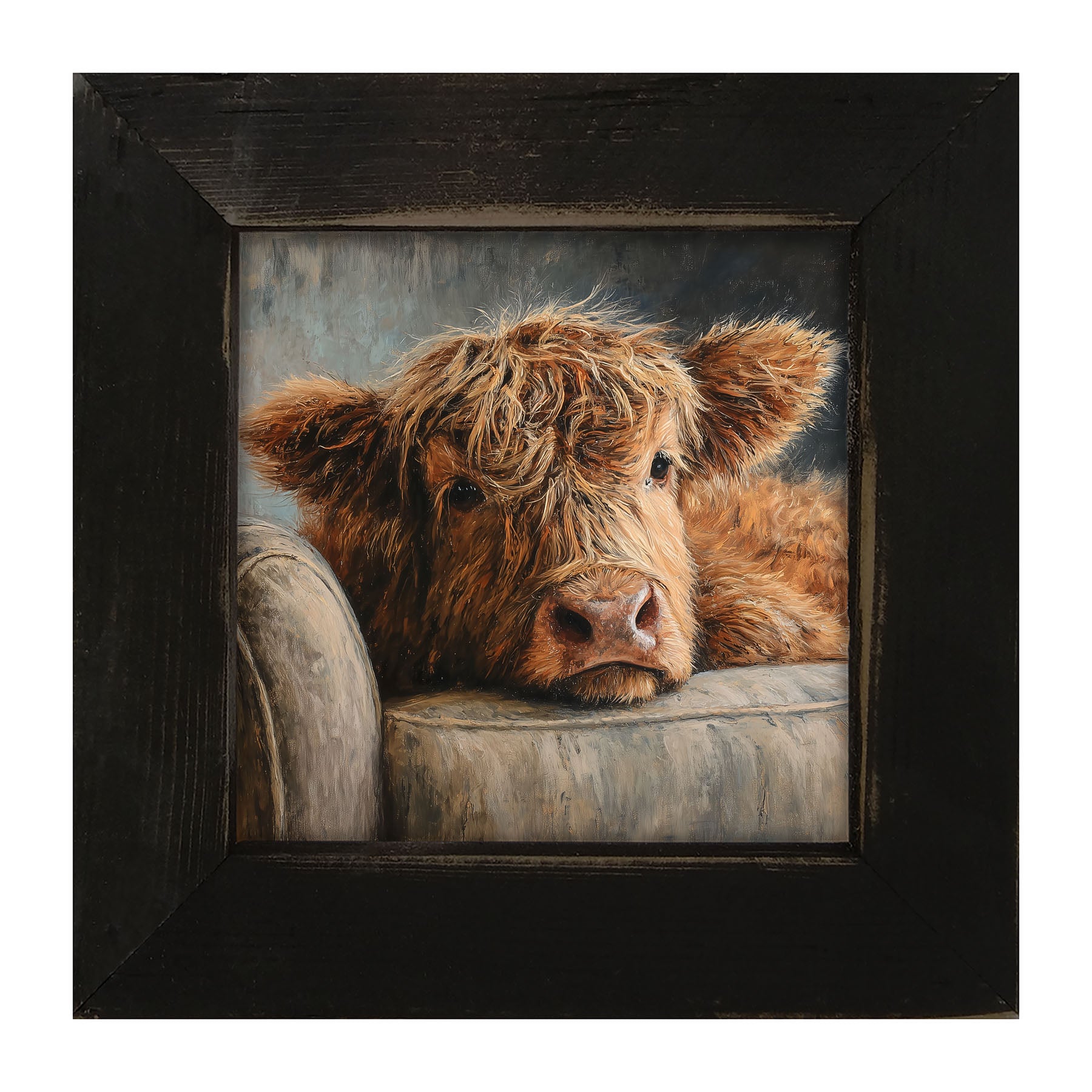 Armchair with Highland Cow - Framed Art