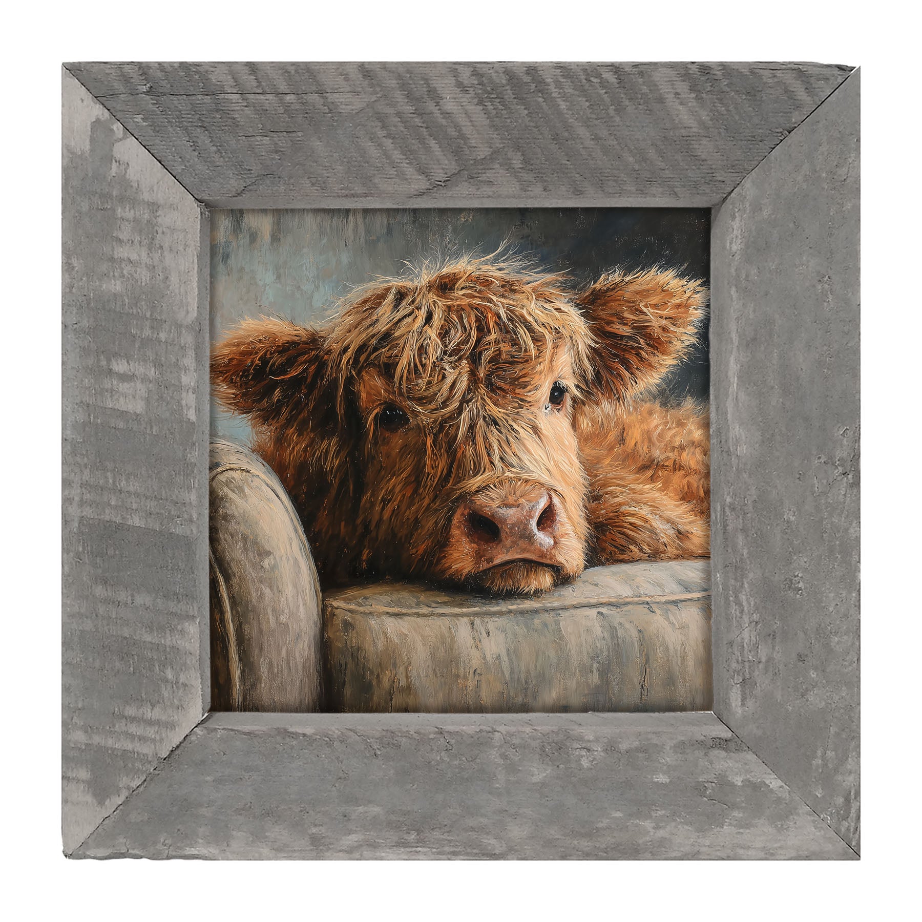 Armchair with Highland Cow - Framed Art