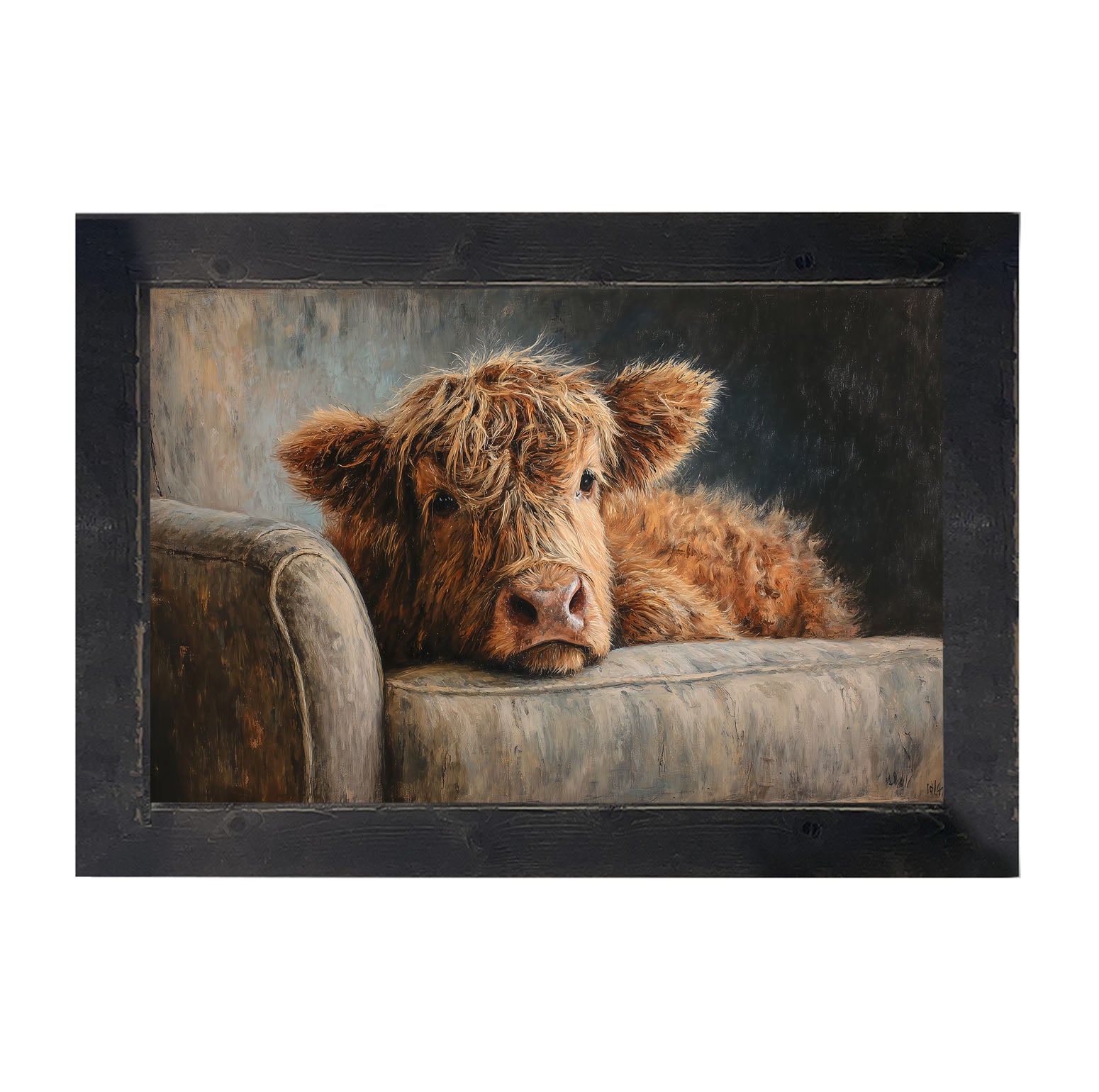 Armchair with Highland Cow - Framed Art