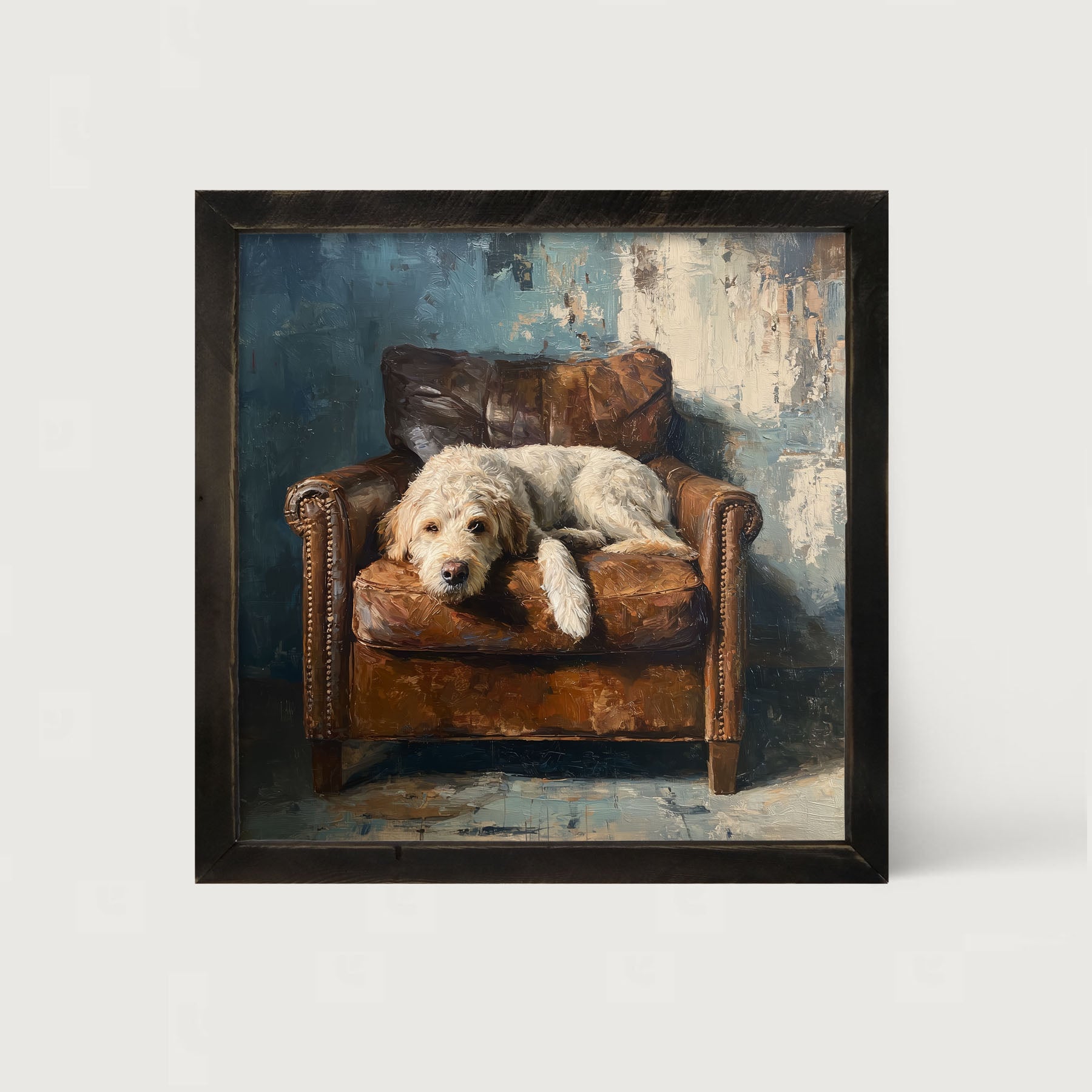 Armchair with Resting Labradoodle