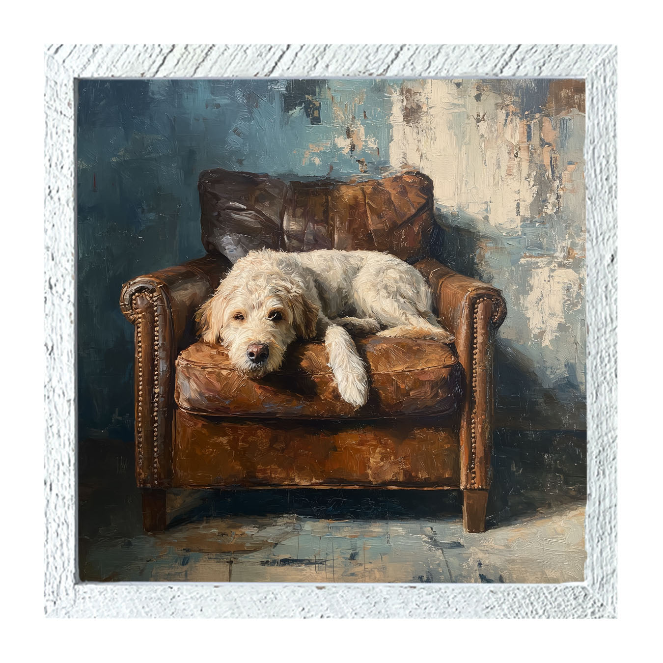 Armchair with Resting Labradoodle - Framed Art