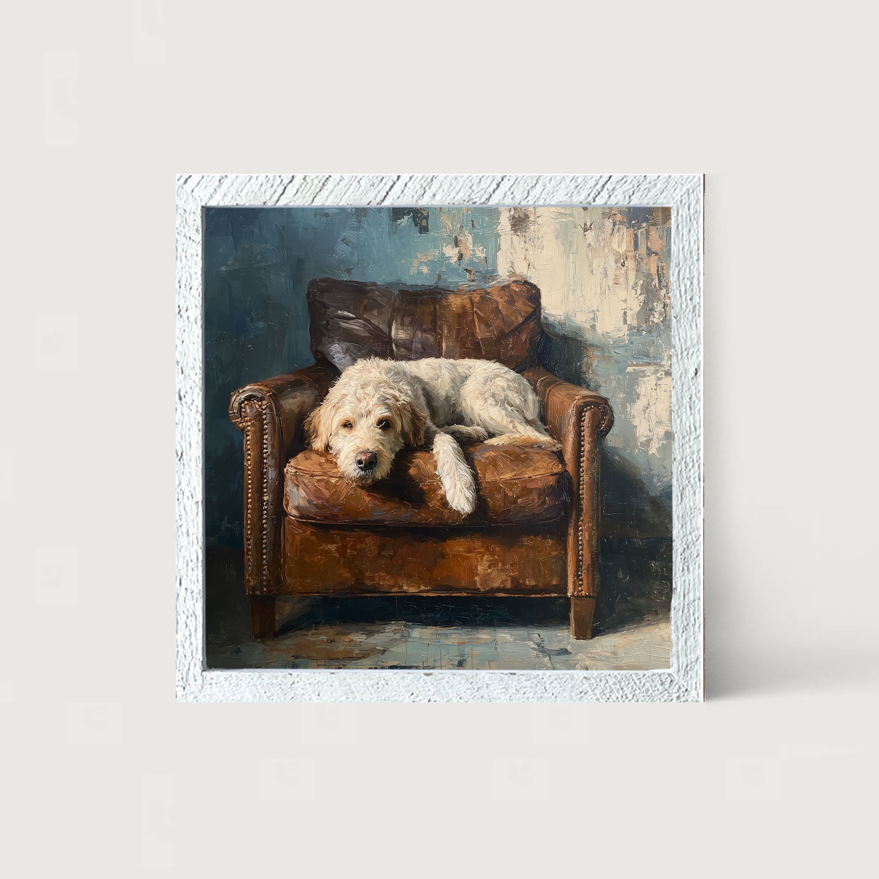 Armchair with Resting Labradoodle