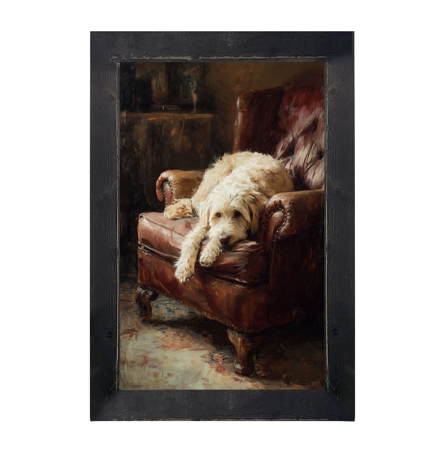 Armchair with Labradoodle - Framed Art