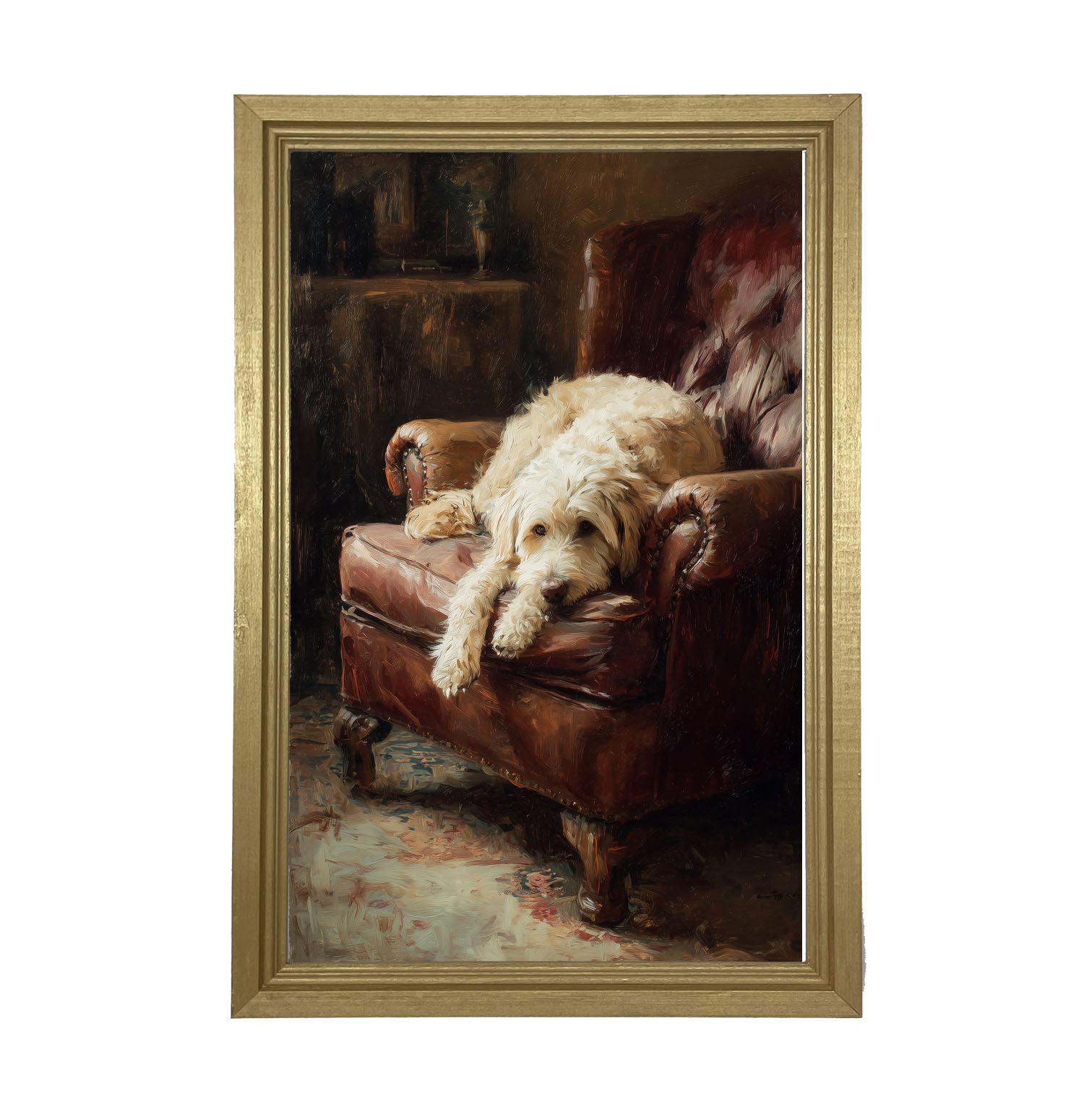 Armchair with Labradoodle - Framed Art