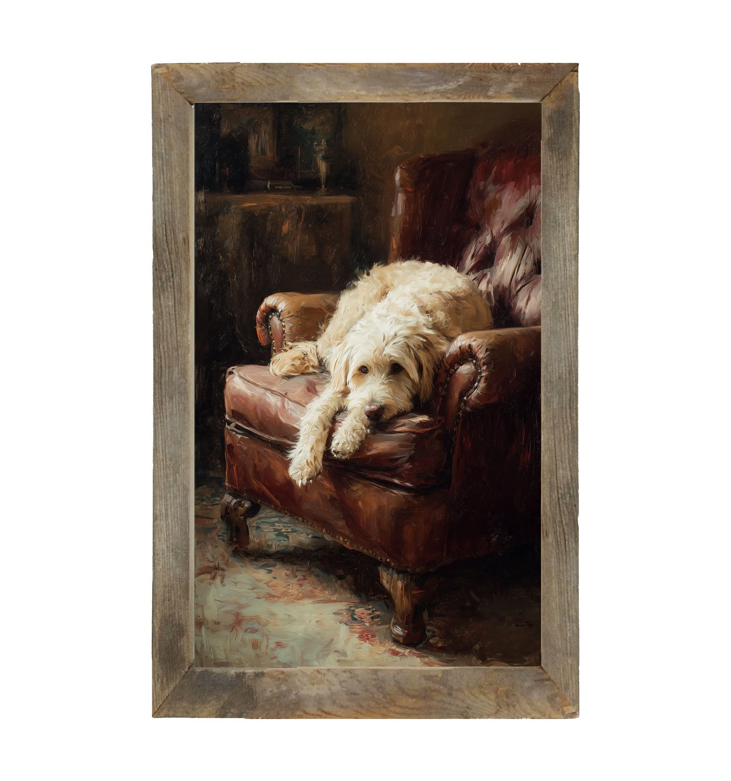 Armchair with Labradoodle - Framed Art