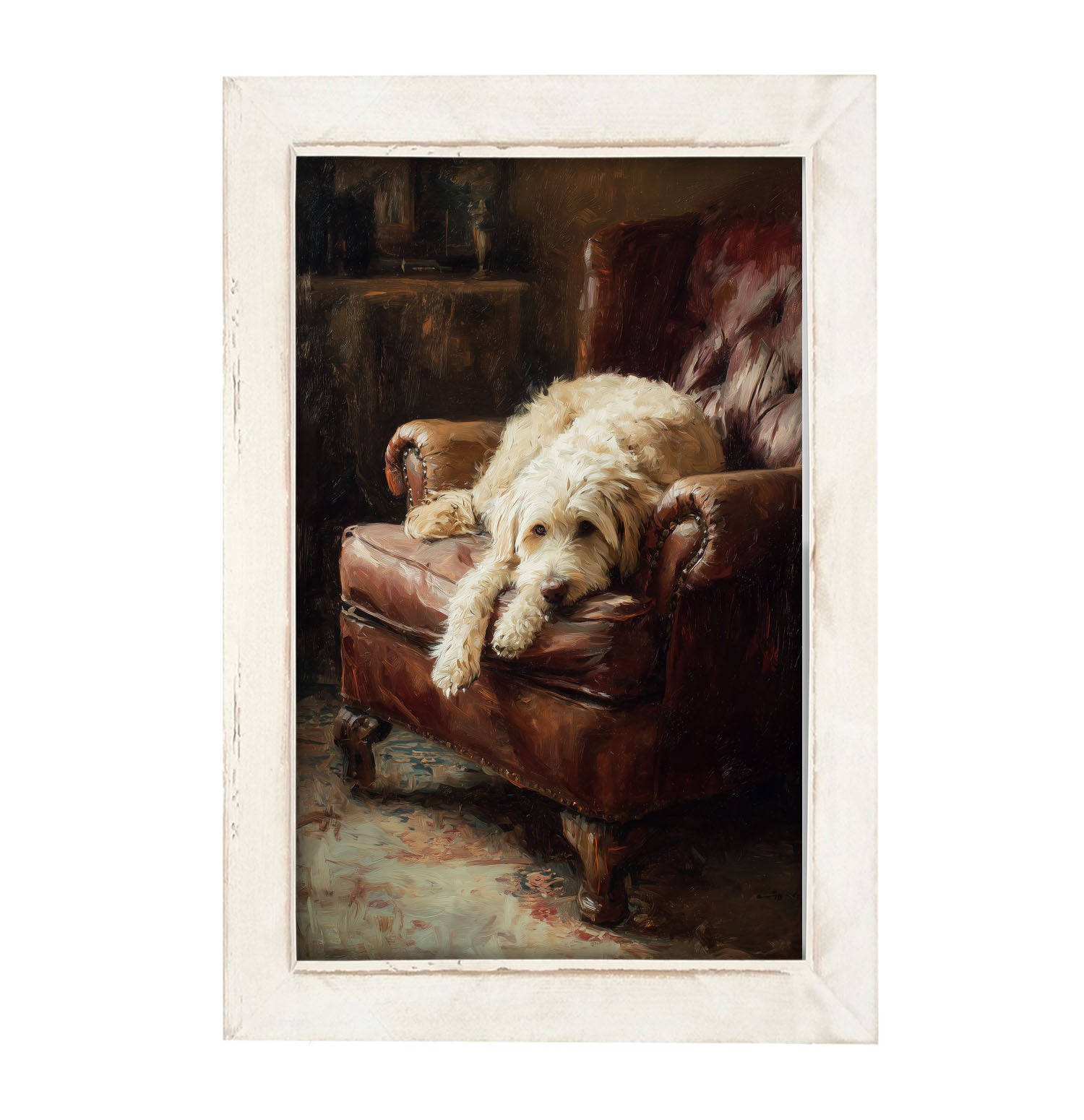 Armchair with Labradoodle - Framed Art