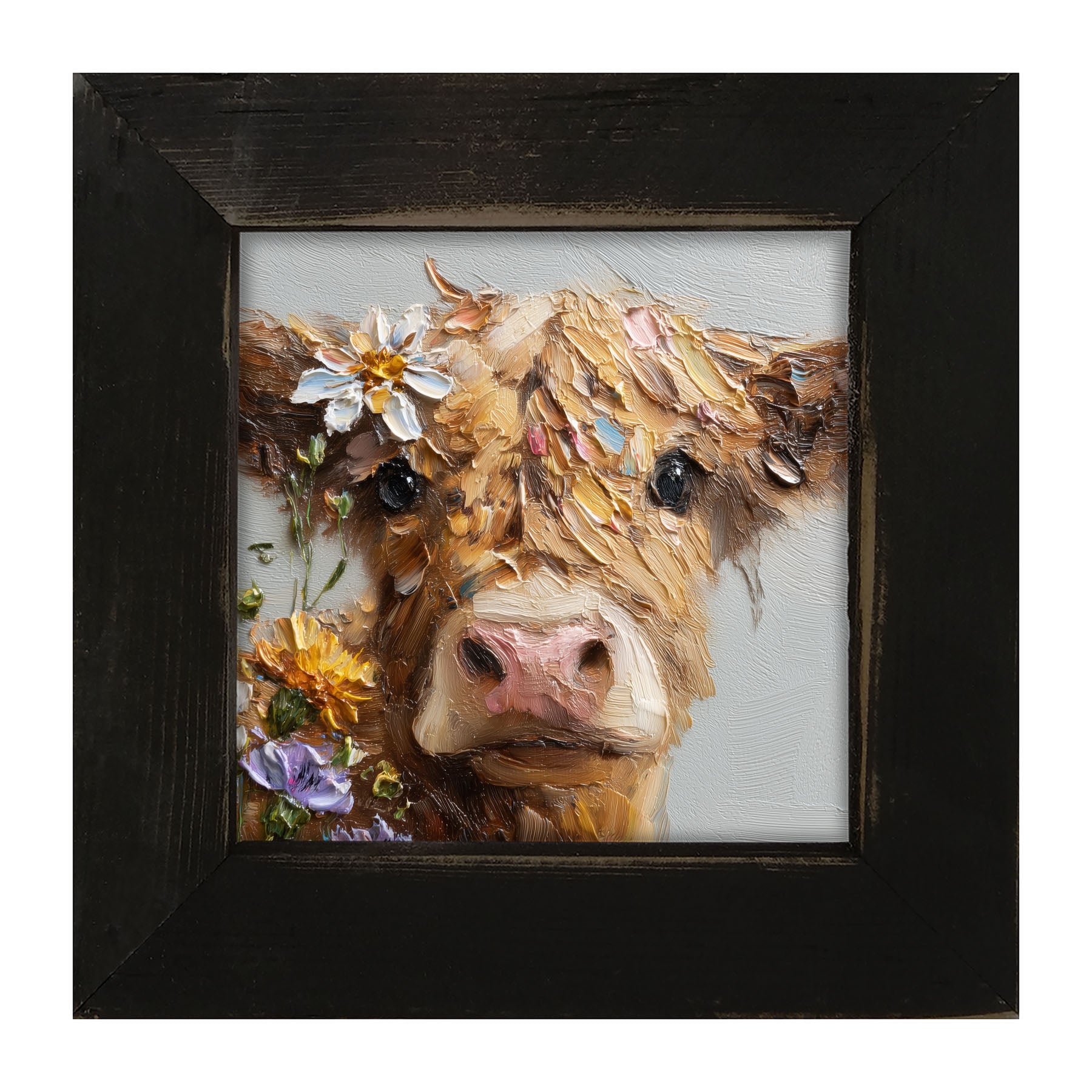 Spring Season Brown Cow - Framed Art
