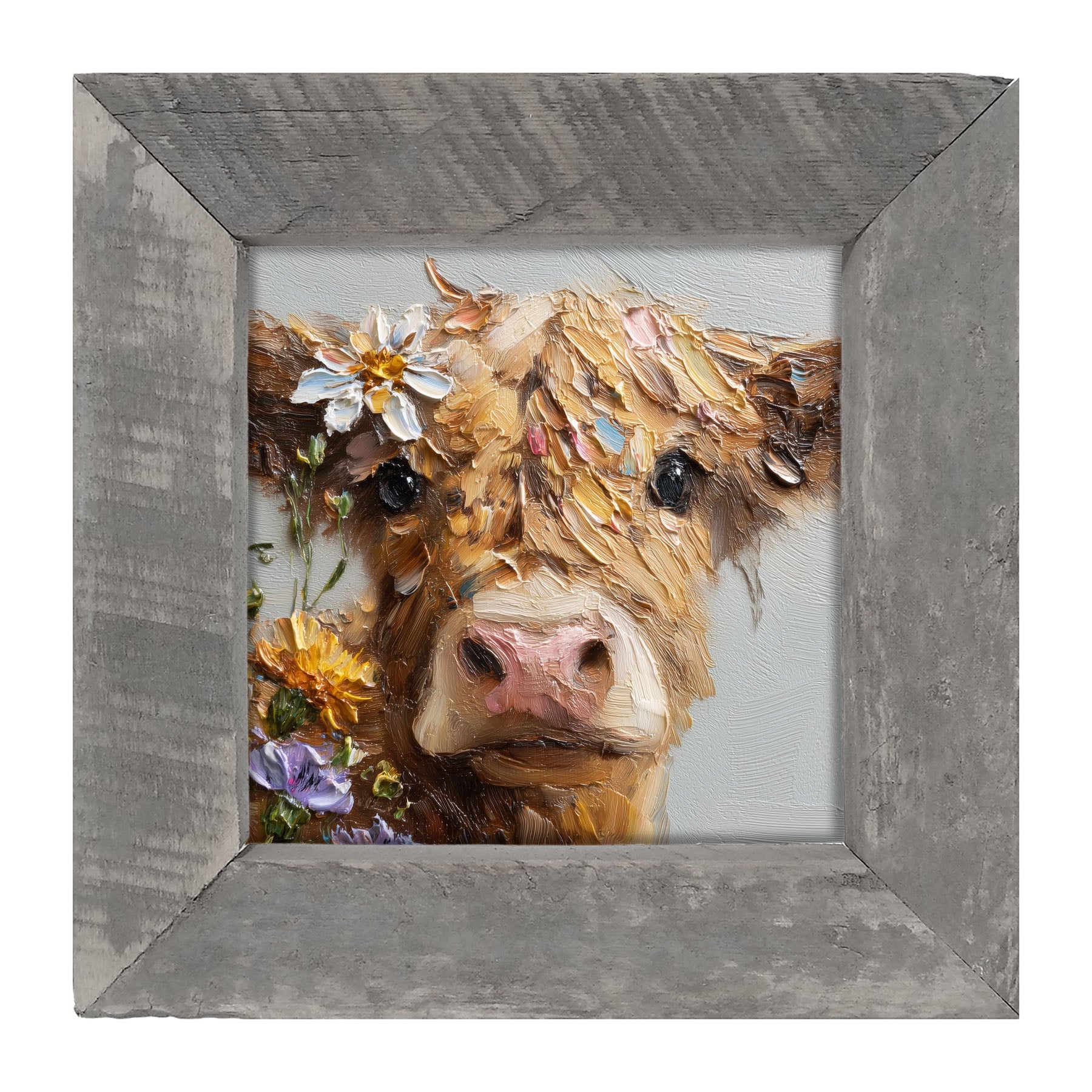Spring Season Brown Cow - Framed Art