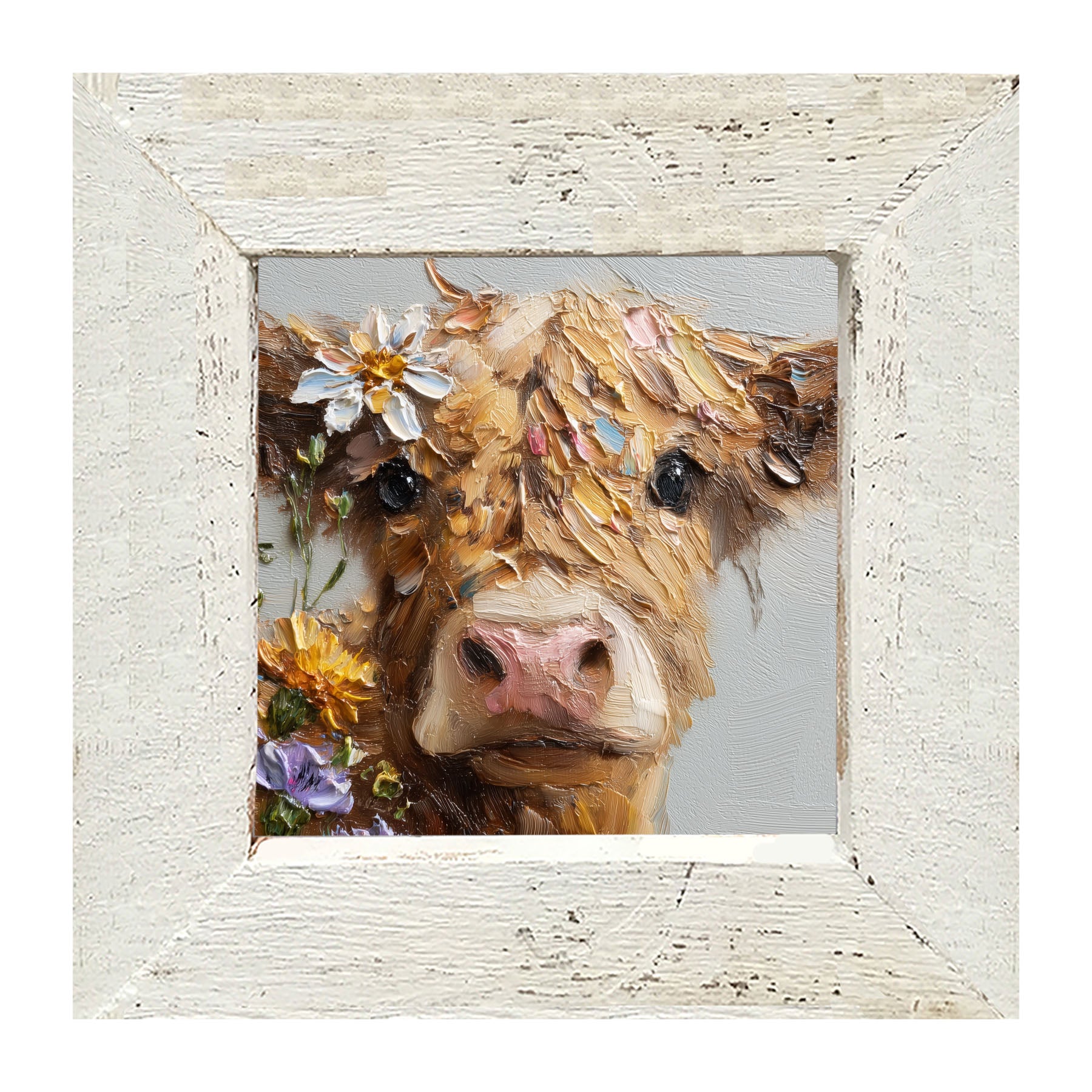 Spring Season Brown Cow - Framed Art