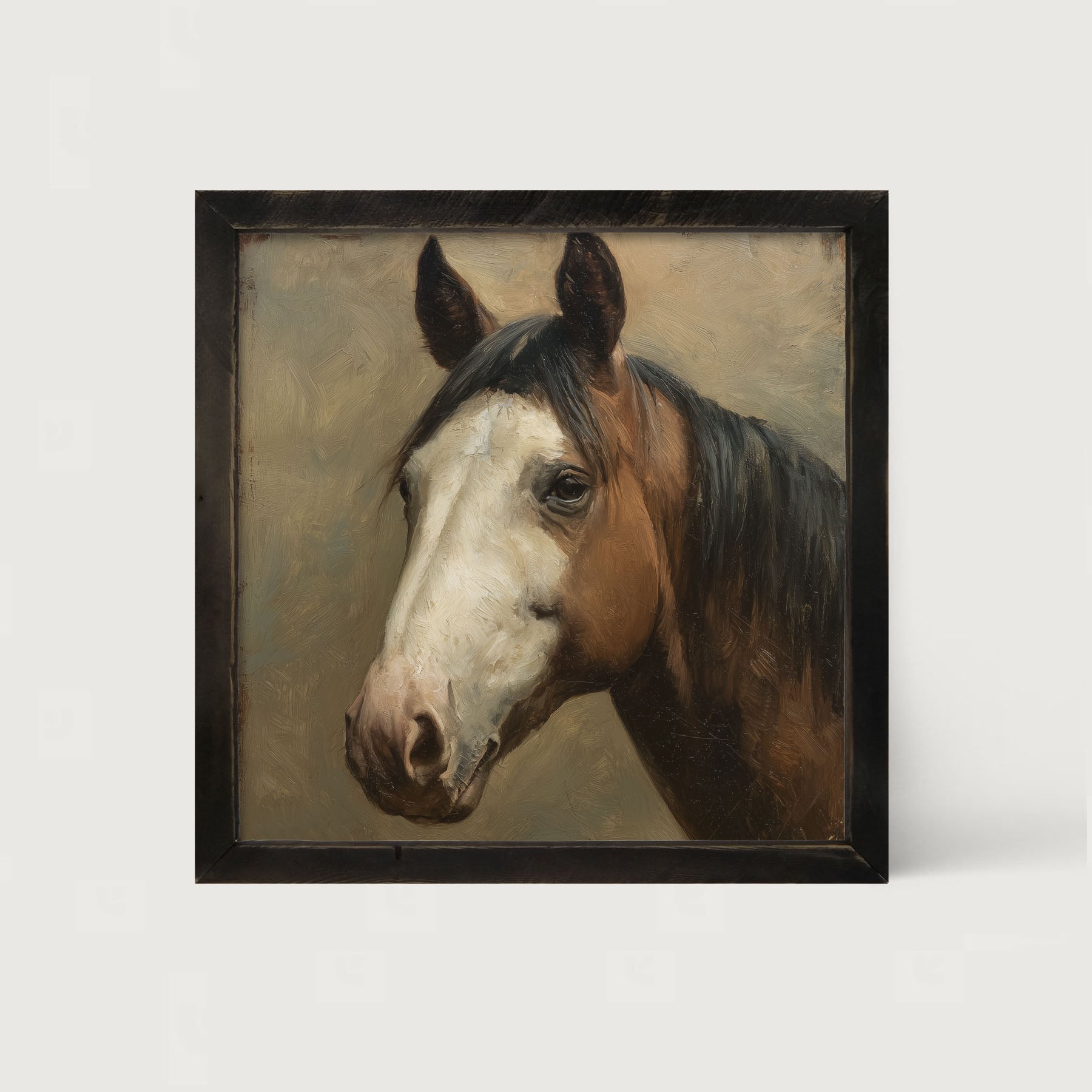 Portrait of a Brown and White Horse