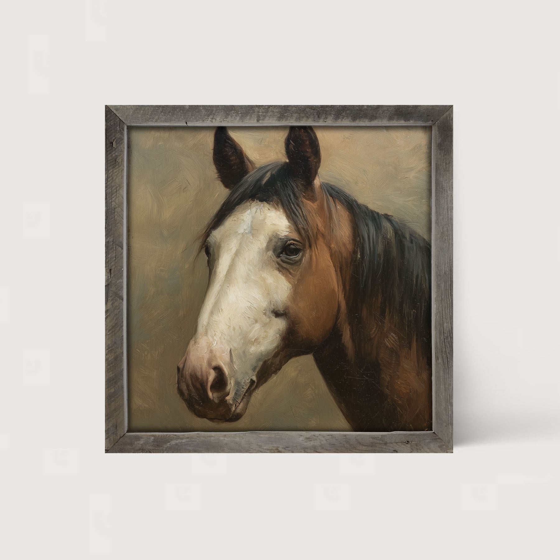 Portrait of a Brown and White Horse