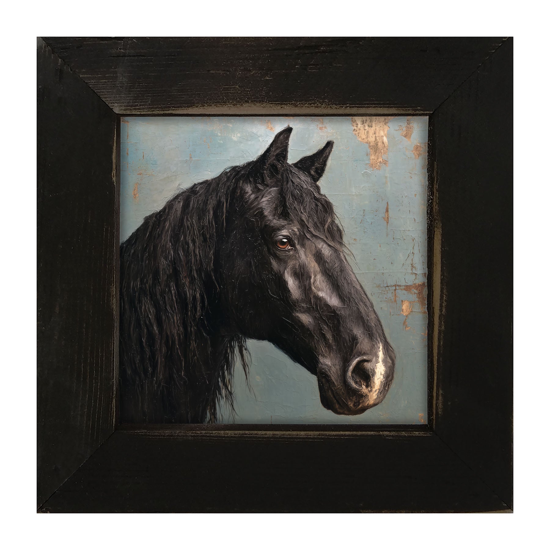Portrait of a Black Horse - Framed Art