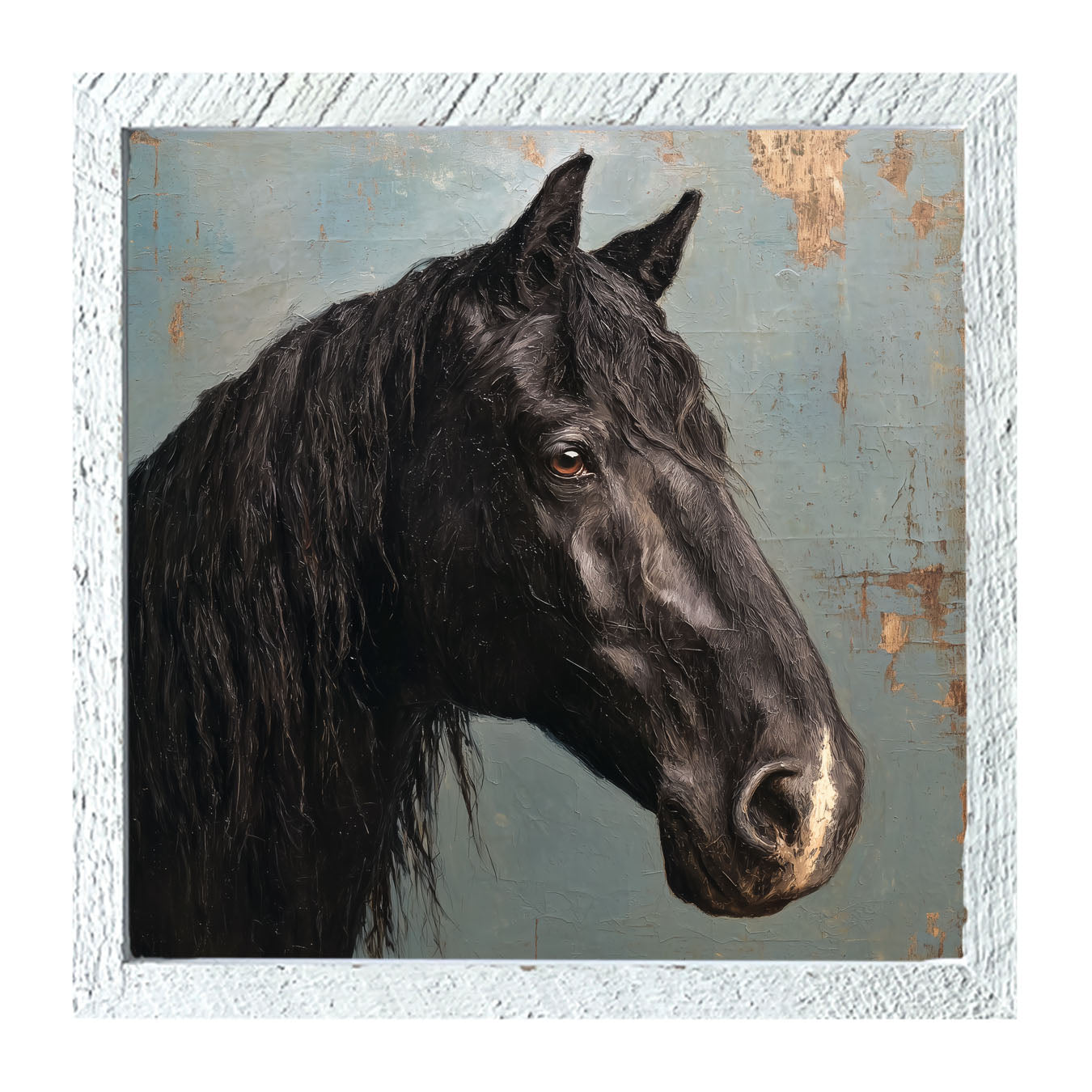 Portrait of a Black Horse - Framed Art