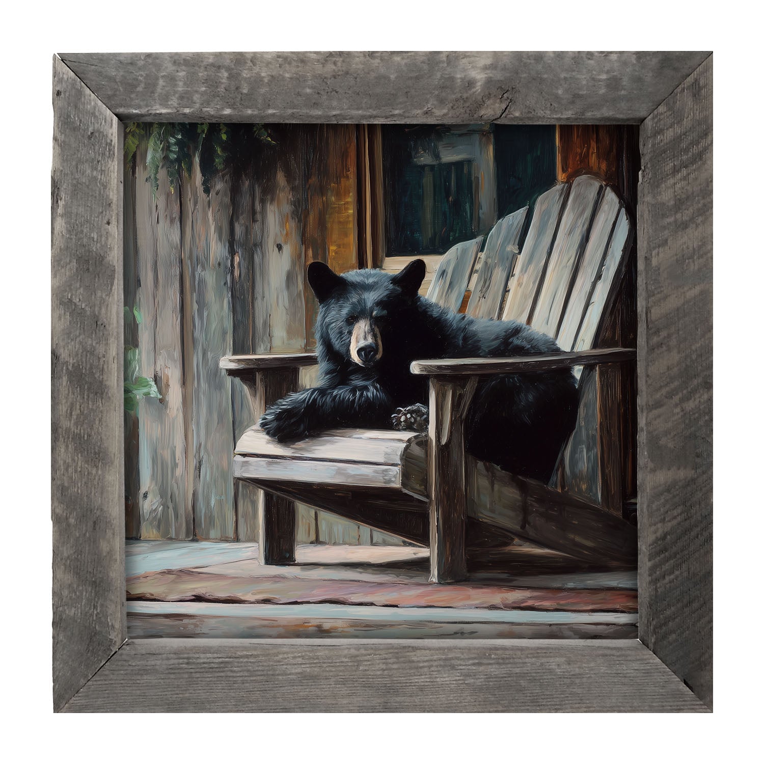 Adirondack Chair with Black Bear - Framed Art