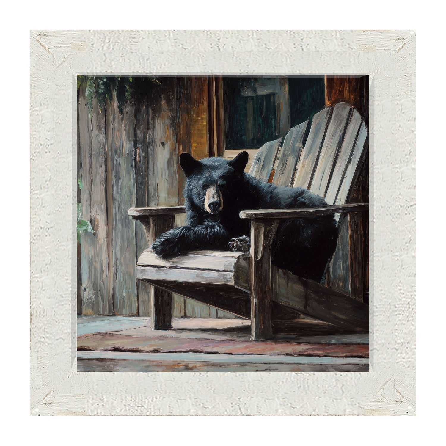 Adirondack Chair with Black Bear - Framed Art