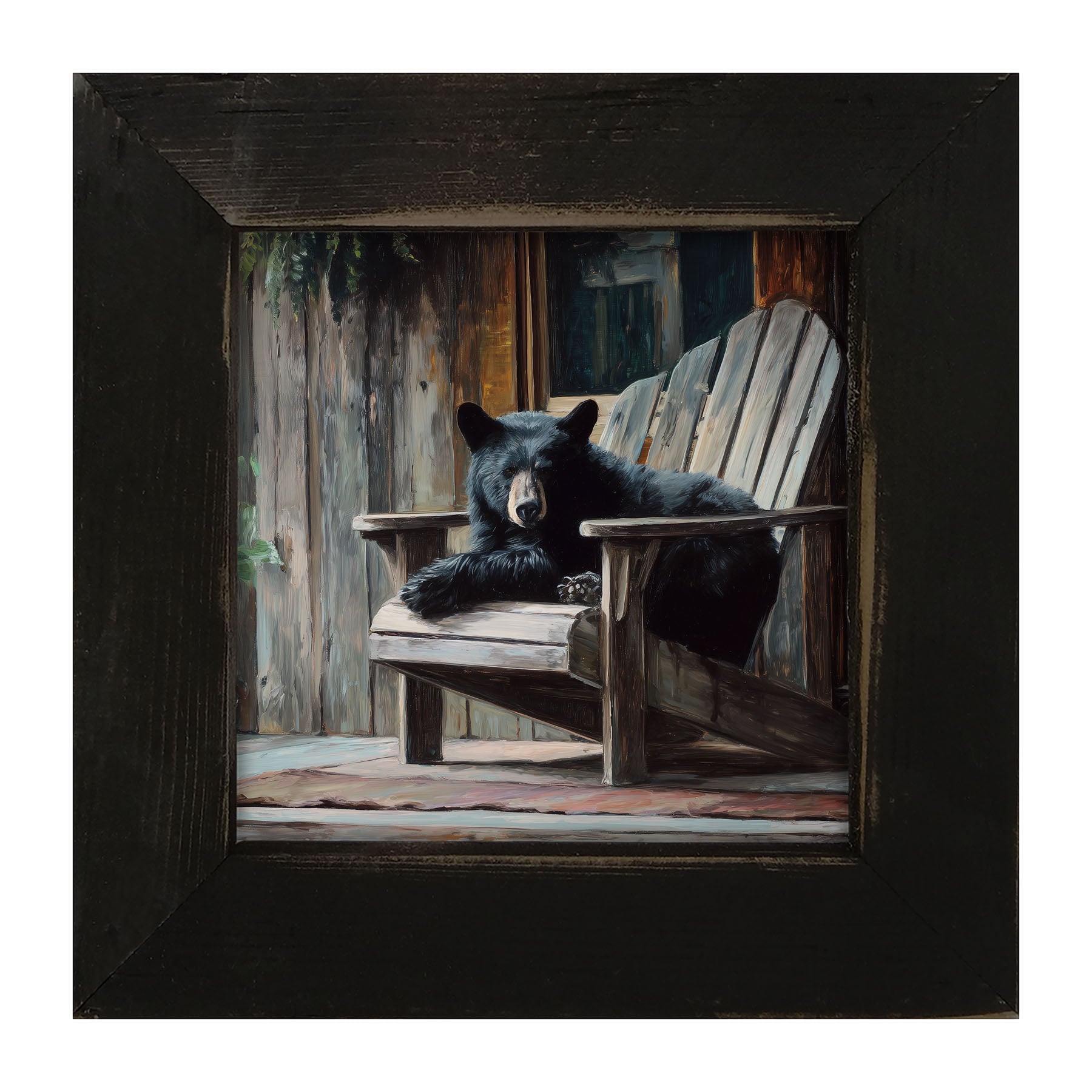 Adirondack Chair with Black Bear - Framed Art