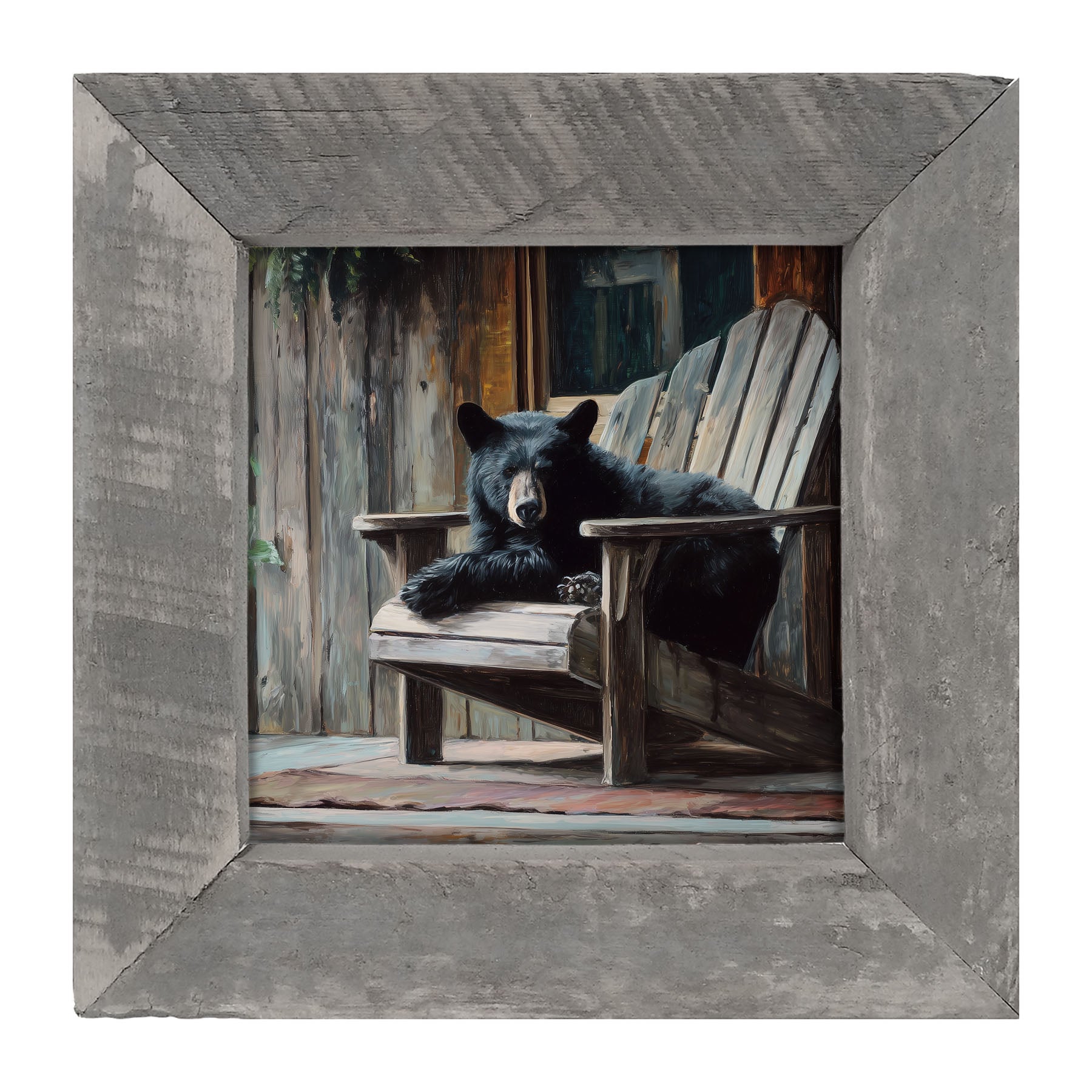 Adirondack Chair with Black Bear - Framed Art