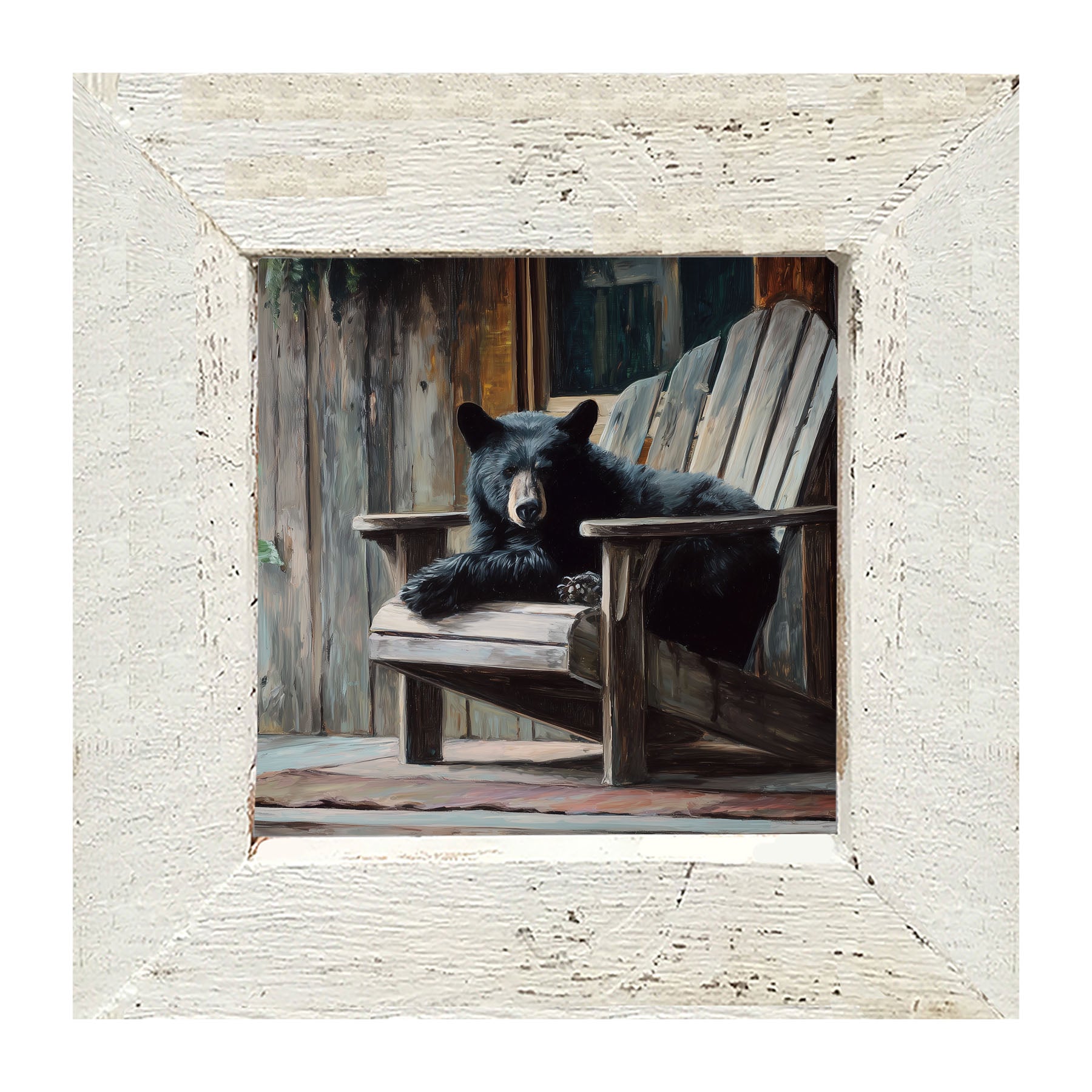 Adirondack Chair with Black Bear - Framed Art