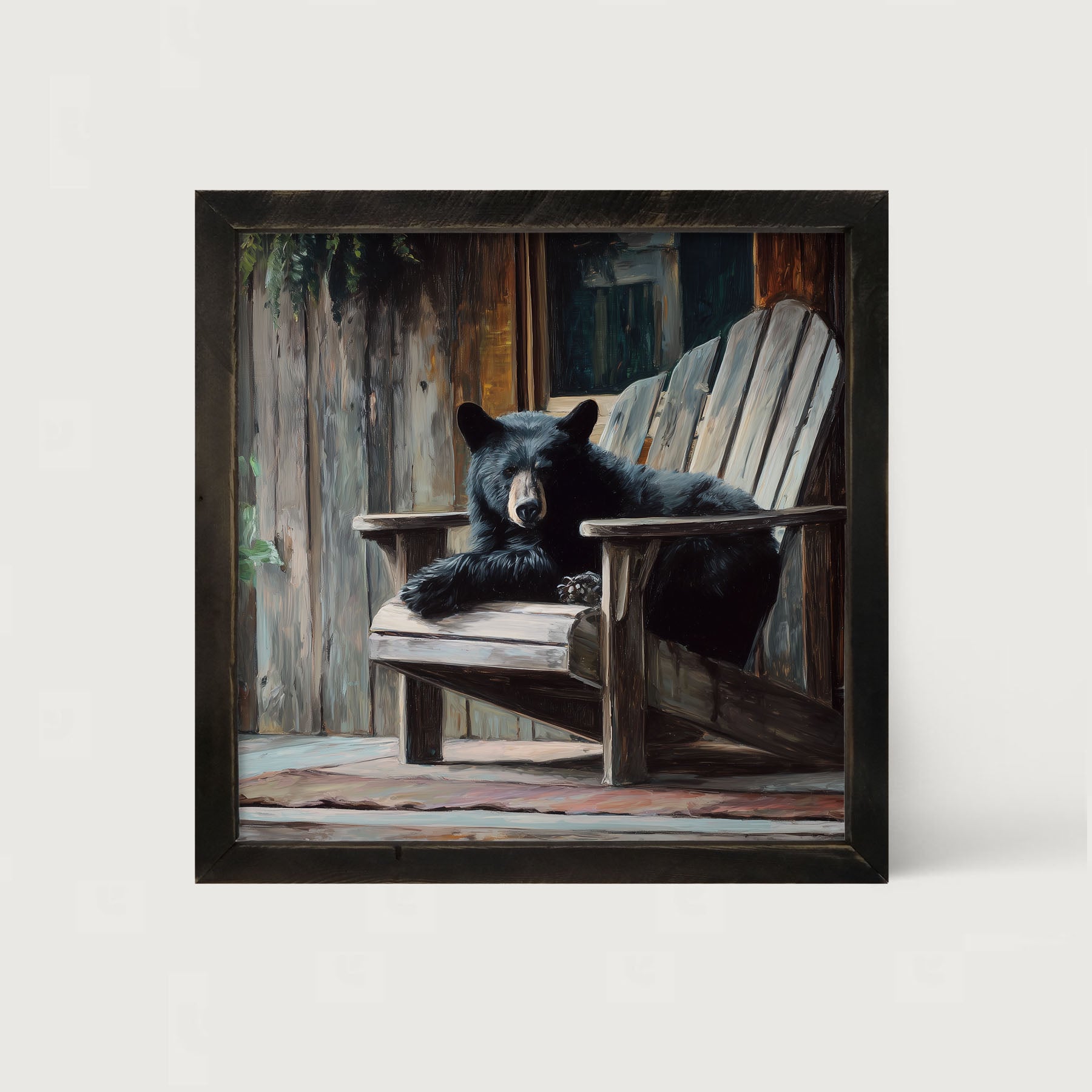 Adirondack Chair with Black Bear - Framed Art
