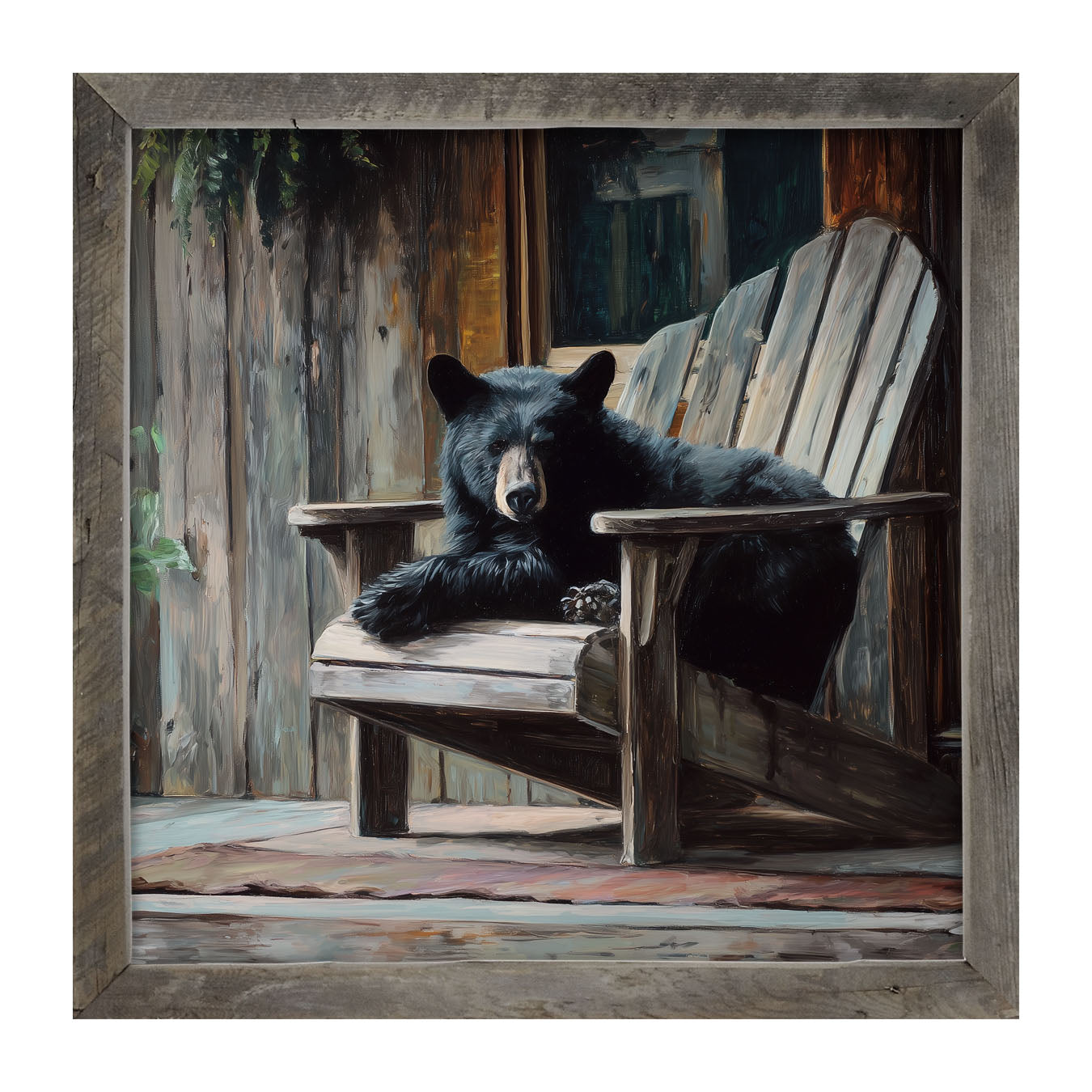 Adirondack Chair with Black Bear - Framed Art