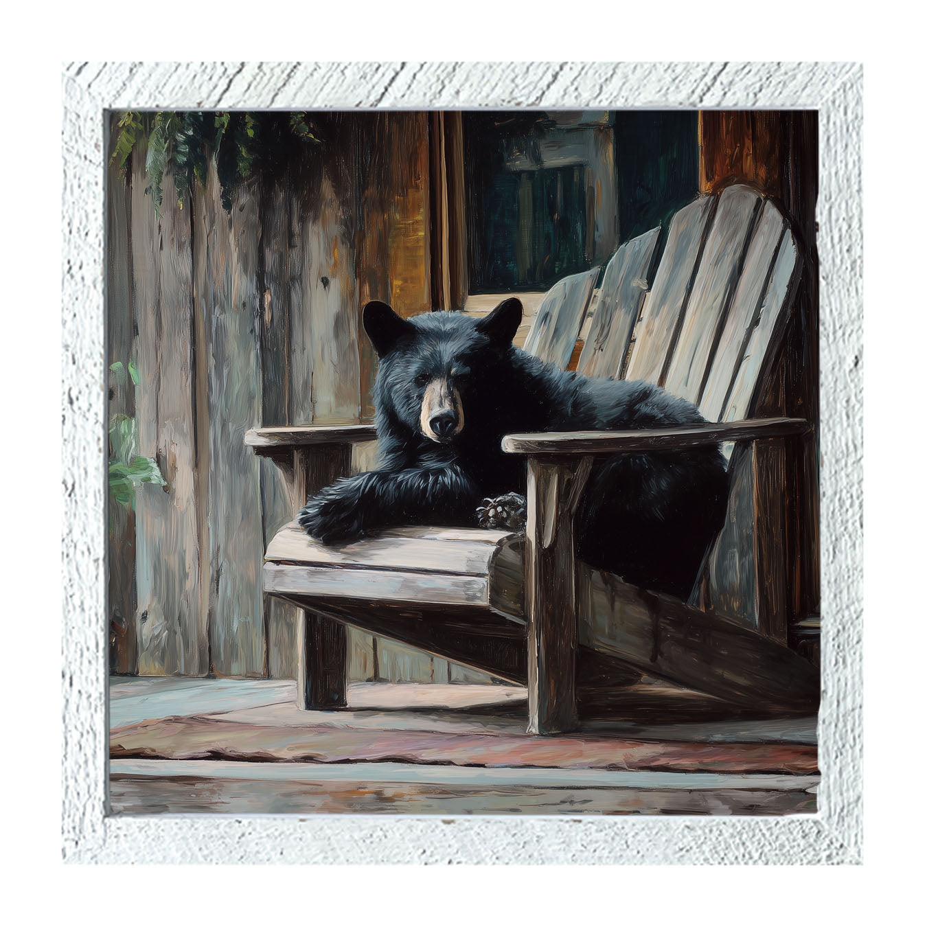 Adirondack Chair with Black Bear - Framed Art