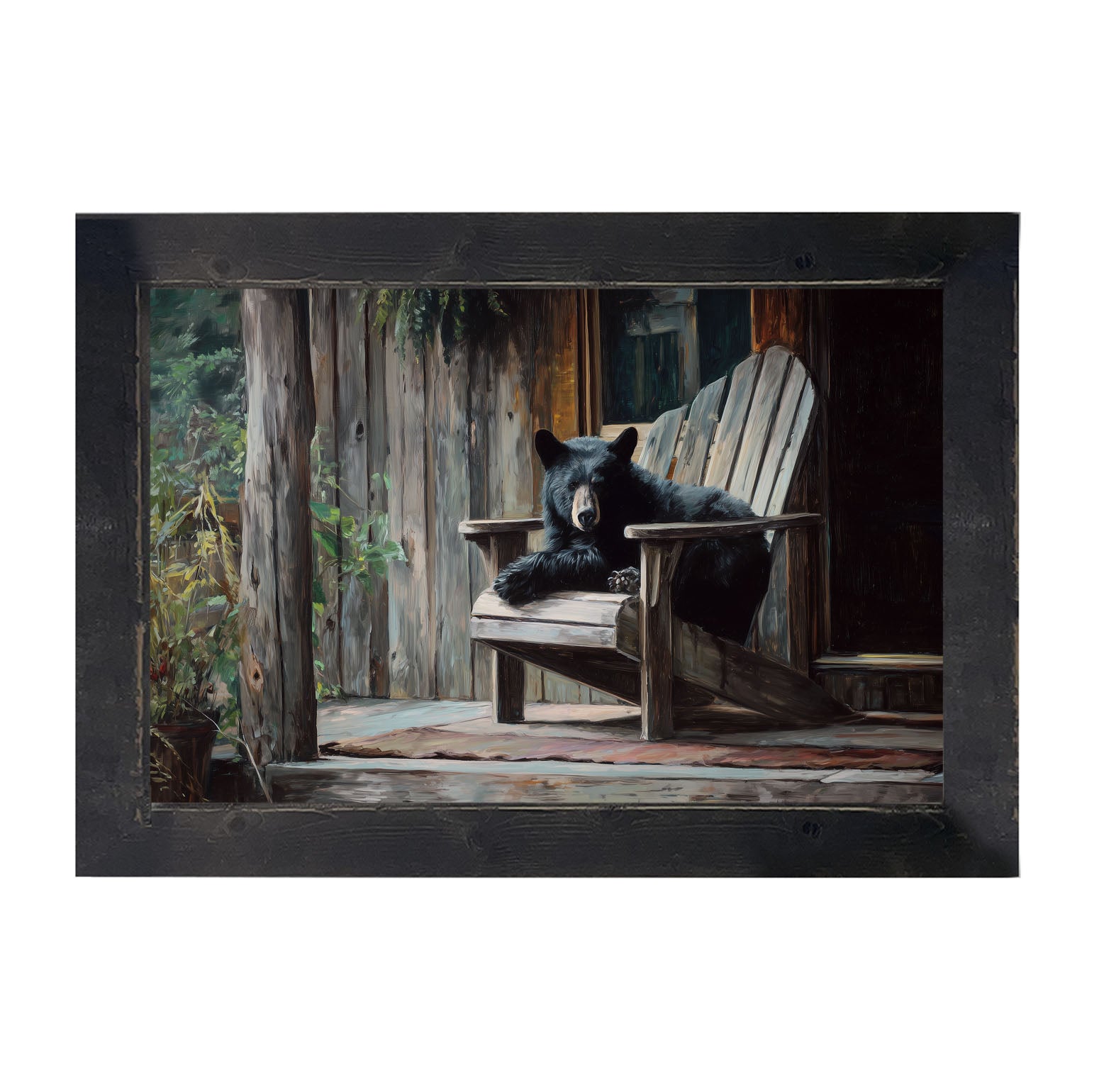 Adirondack Chair with Black Bear - Framed Art