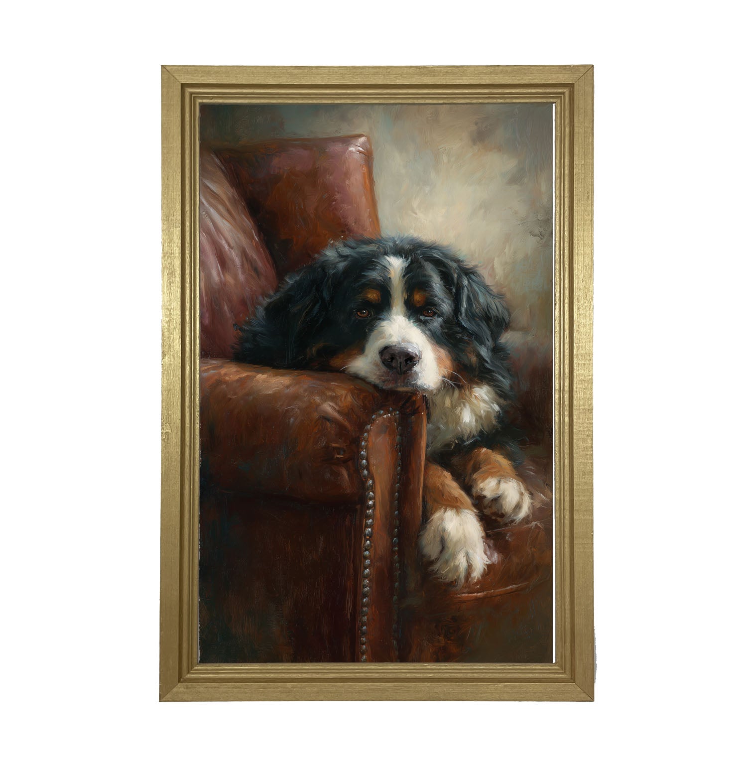 Armchair with Bernese Mountain Dog - Framed Art