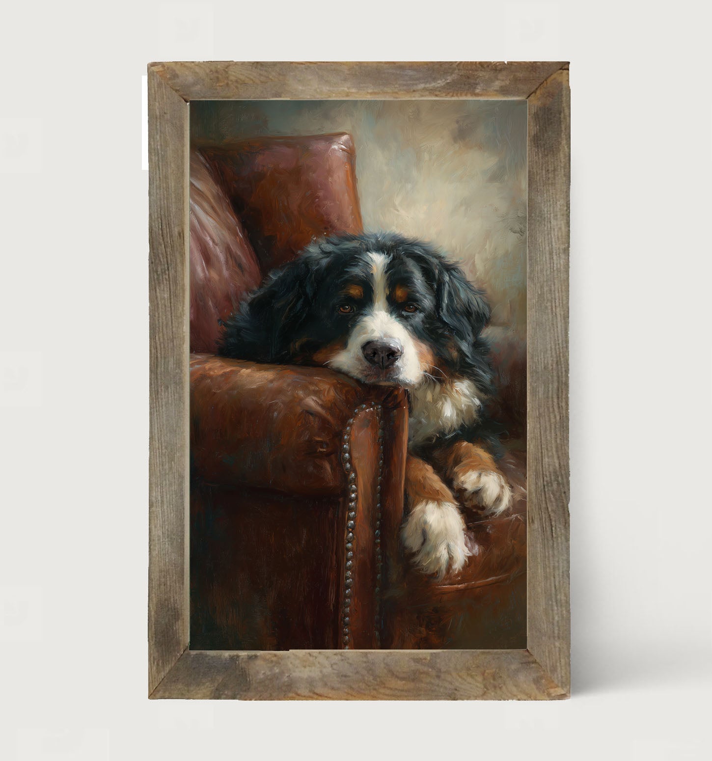 Armchair with Bernese Mountain Dog - Framed Art