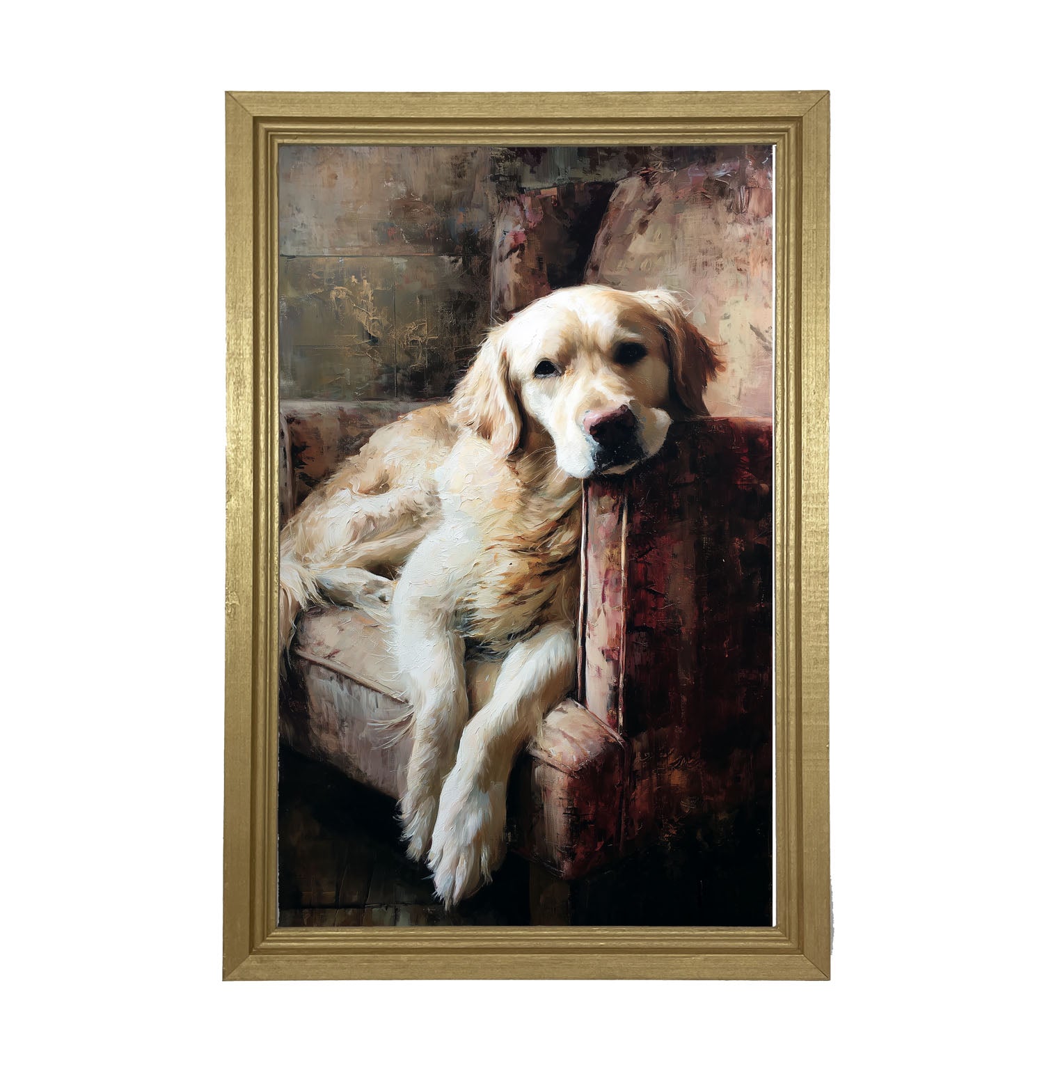 Armchair with Yellow Labrador - Framed Art