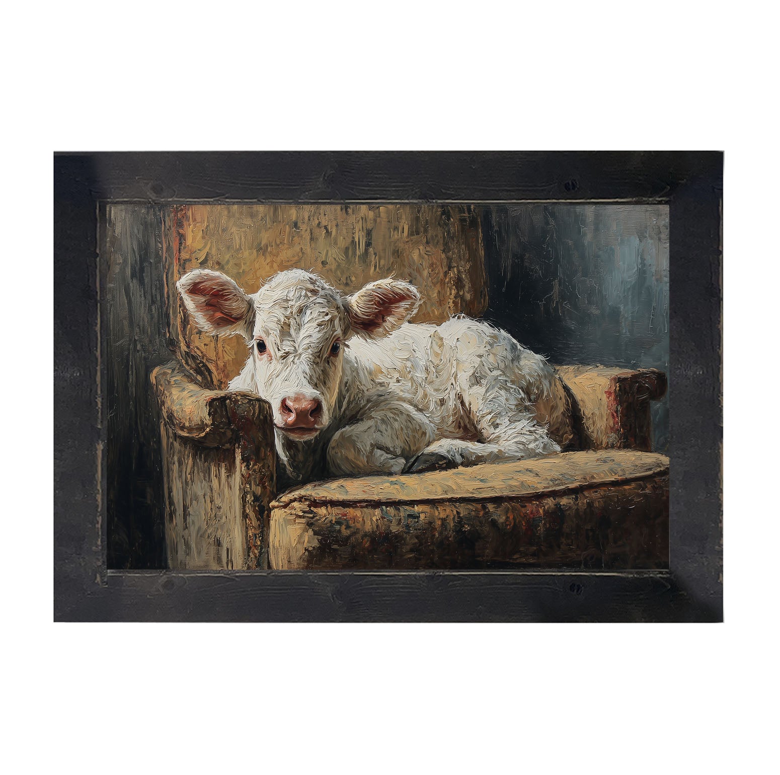Armchair with White Calf - Framed Art