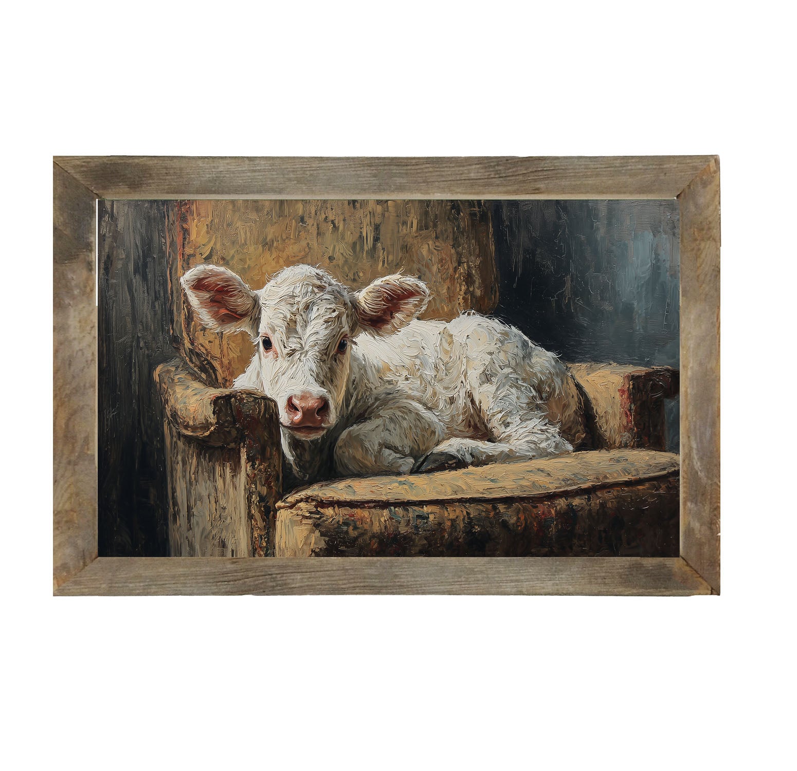 Armchair with White Calf - Framed Art
