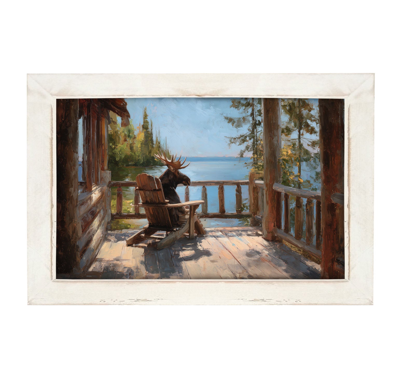 Adirondack Chair with Moose - Framed Art