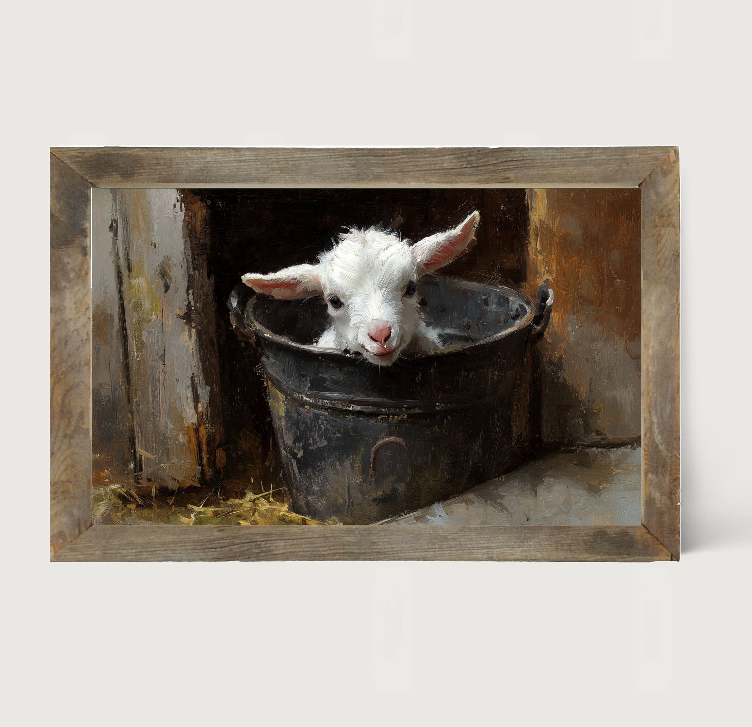 Metal Bucket with Happy Lamb