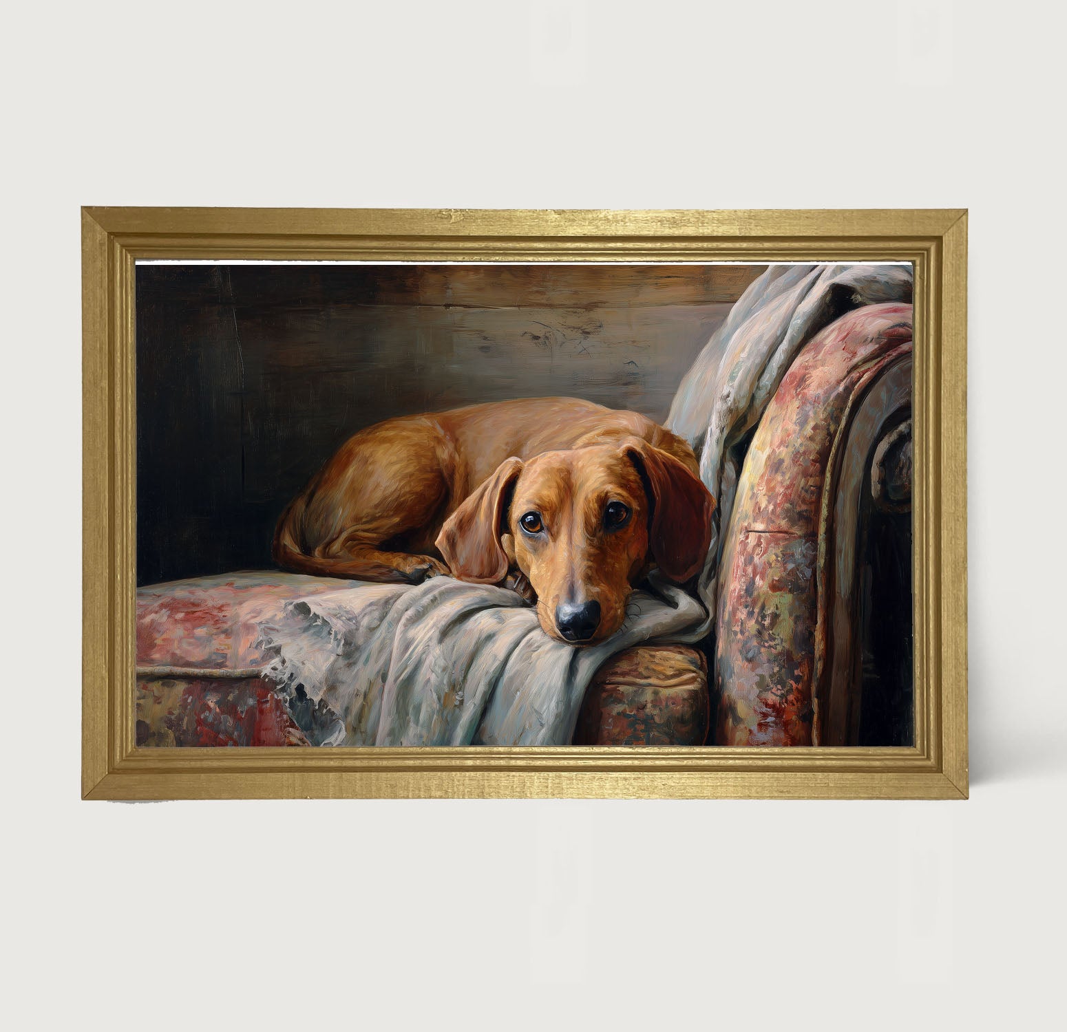Armchair with Brown Dachshund