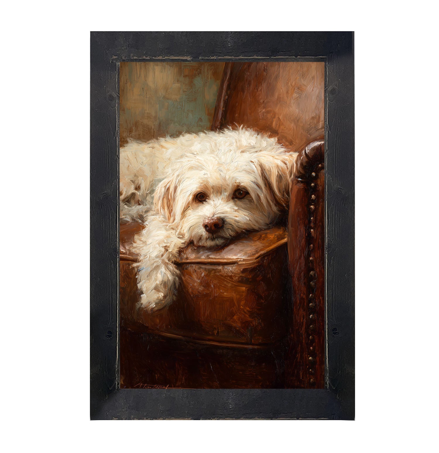 Armchair with Havanese Dog - Framed Art