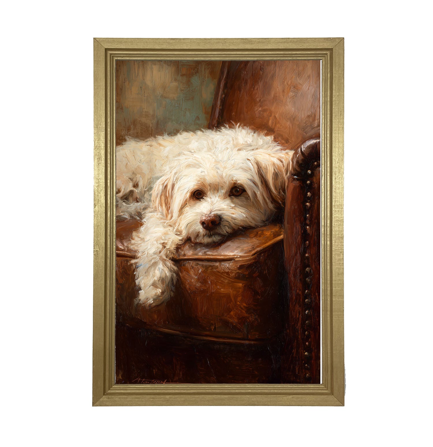 Armchair with Havanese Dog - Framed Art