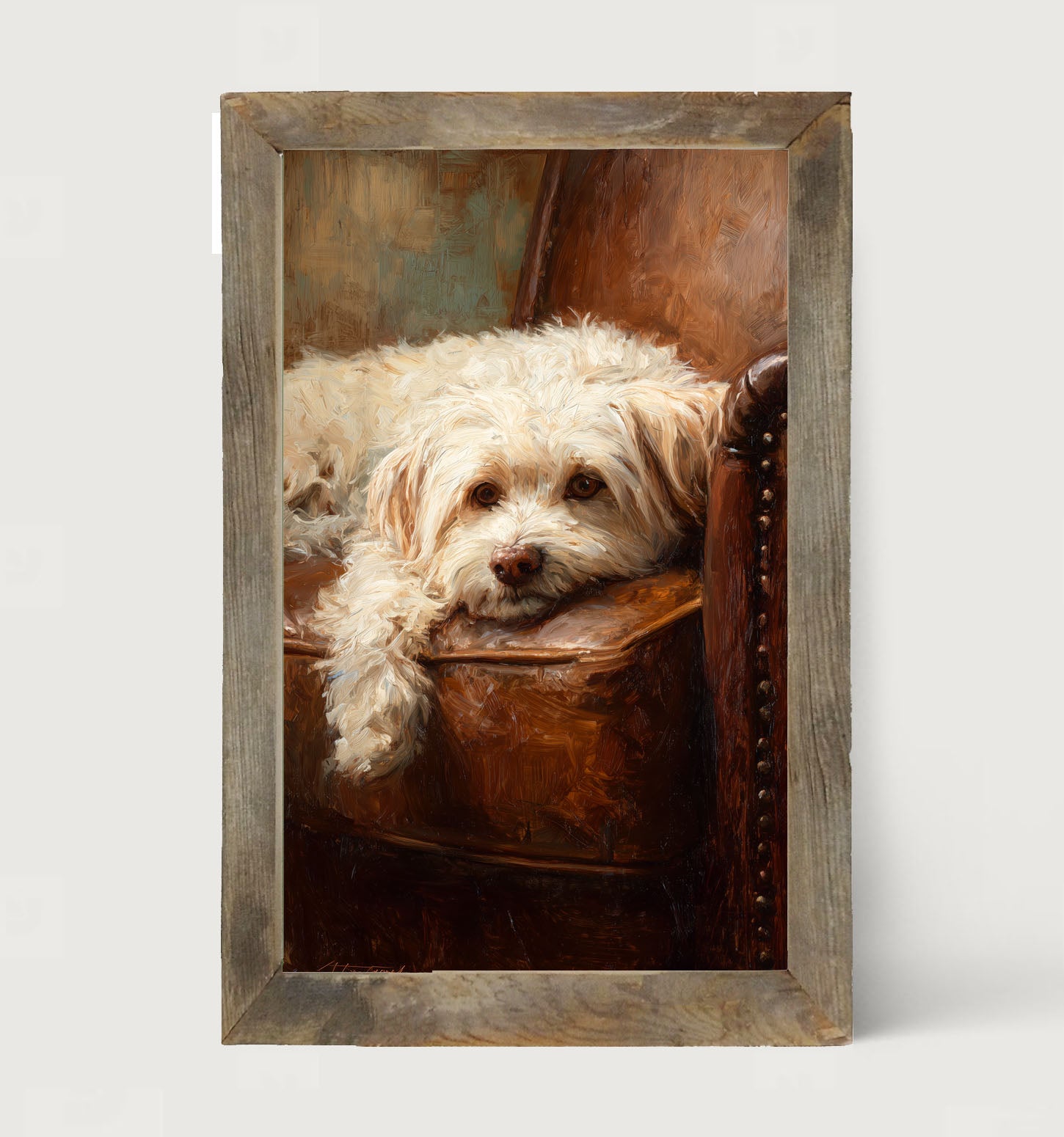 Armchair with Havanese Dog - Framed Art