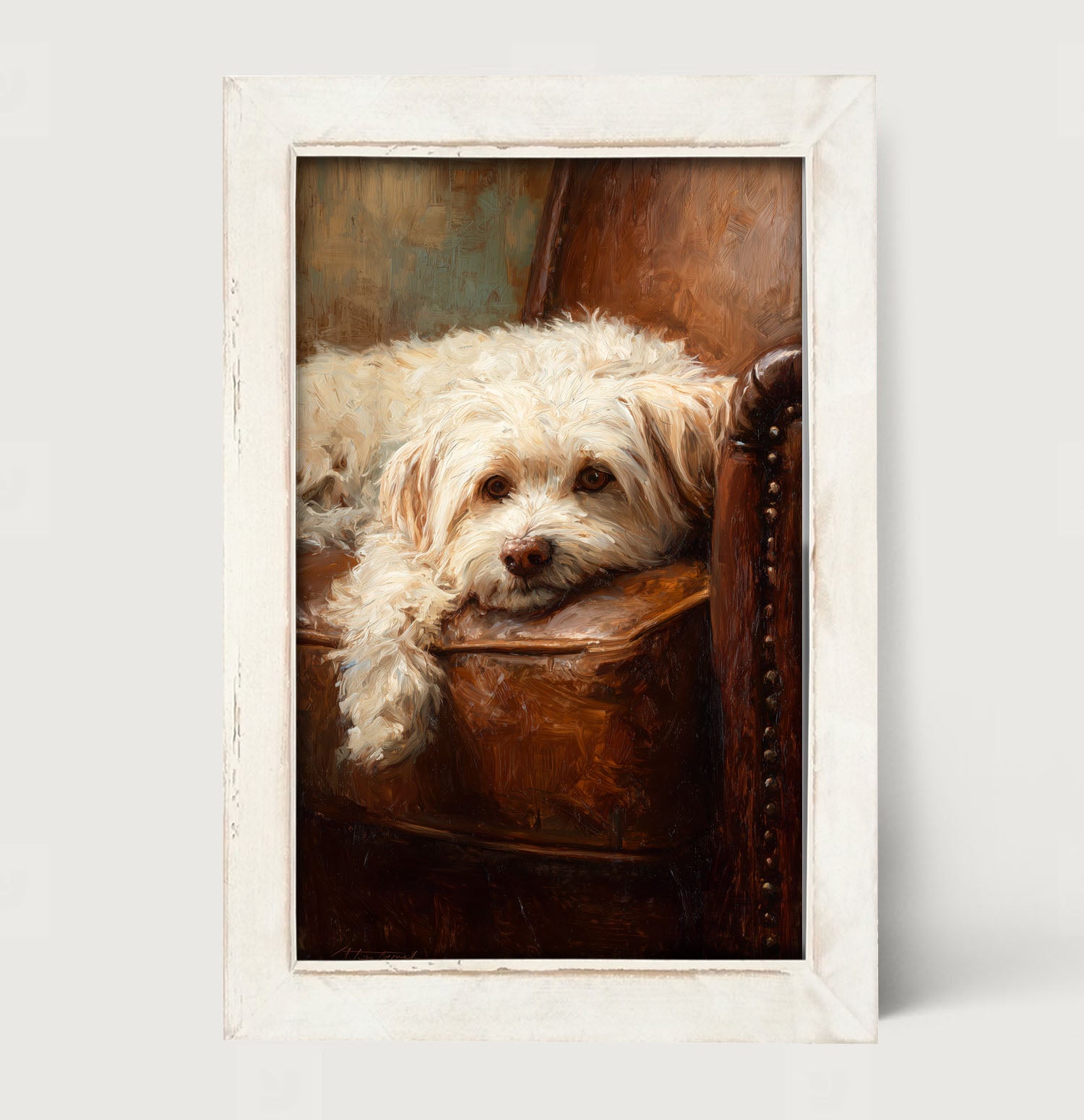 Armchair with Havanese Dog - Framed Art