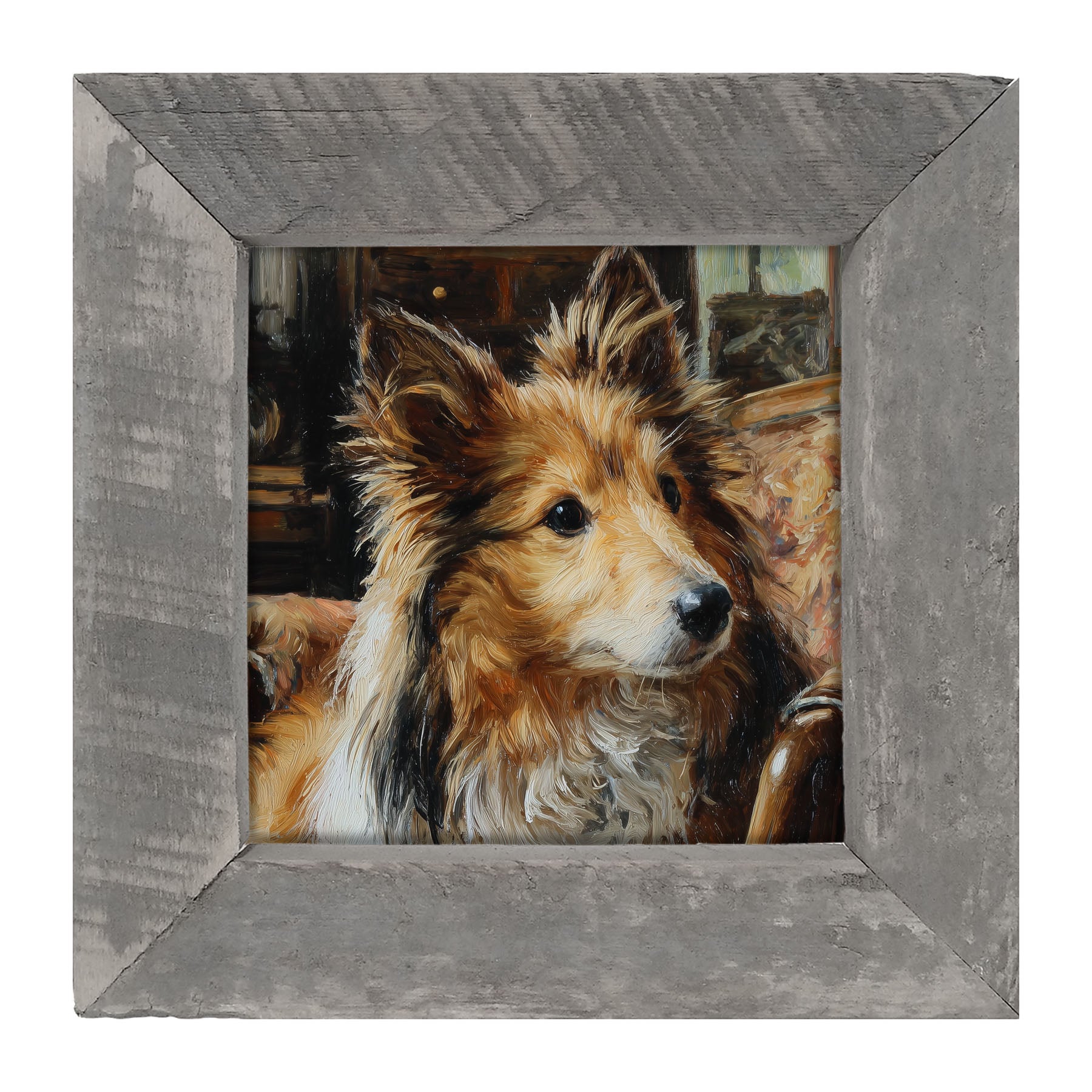 Armchair with Shetland Sheepdog - Framed Art