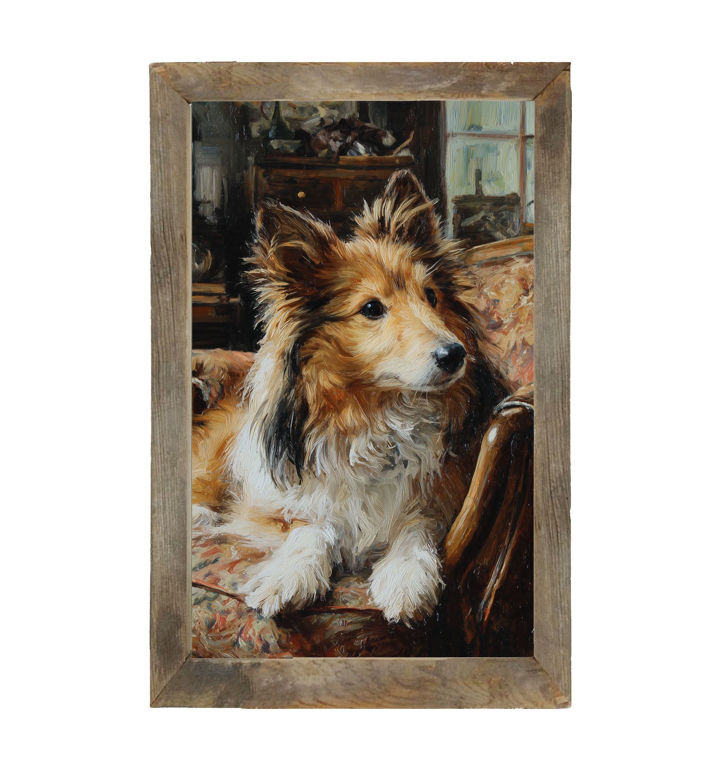 Armchair with Shetland Sheepdog - Framed Art