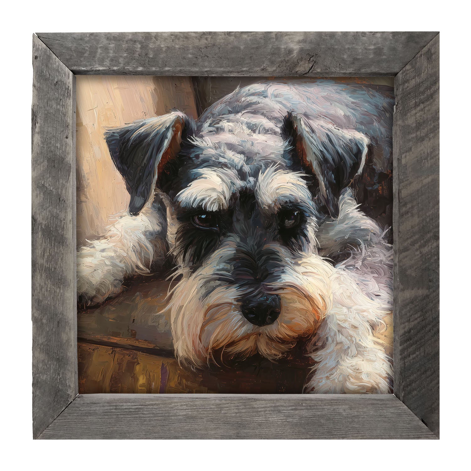 Armchair with Mini Schnauzer Dog - Framed Art